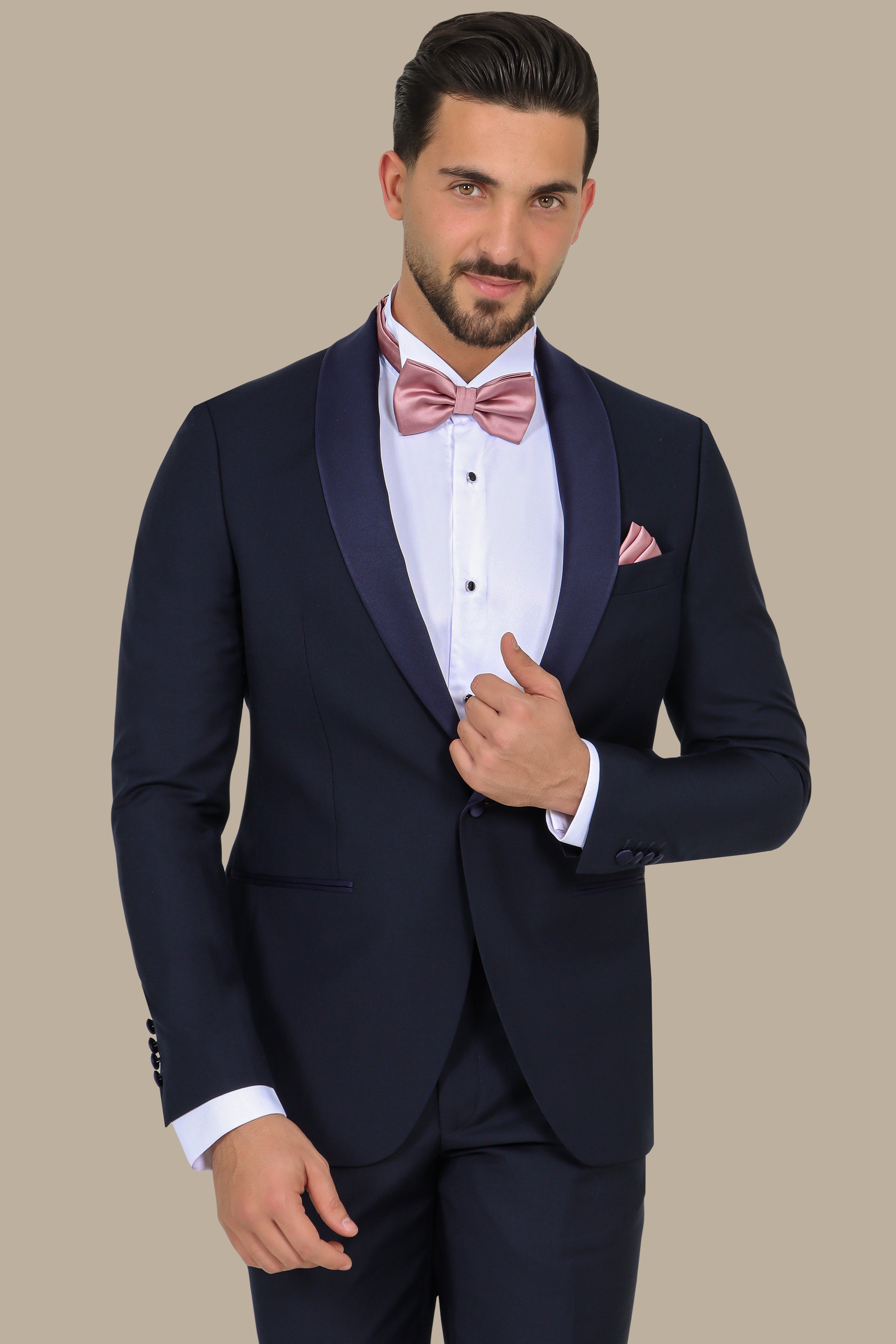 Midnight Elegance: The Navy Tuxedo with Shawl Lapel