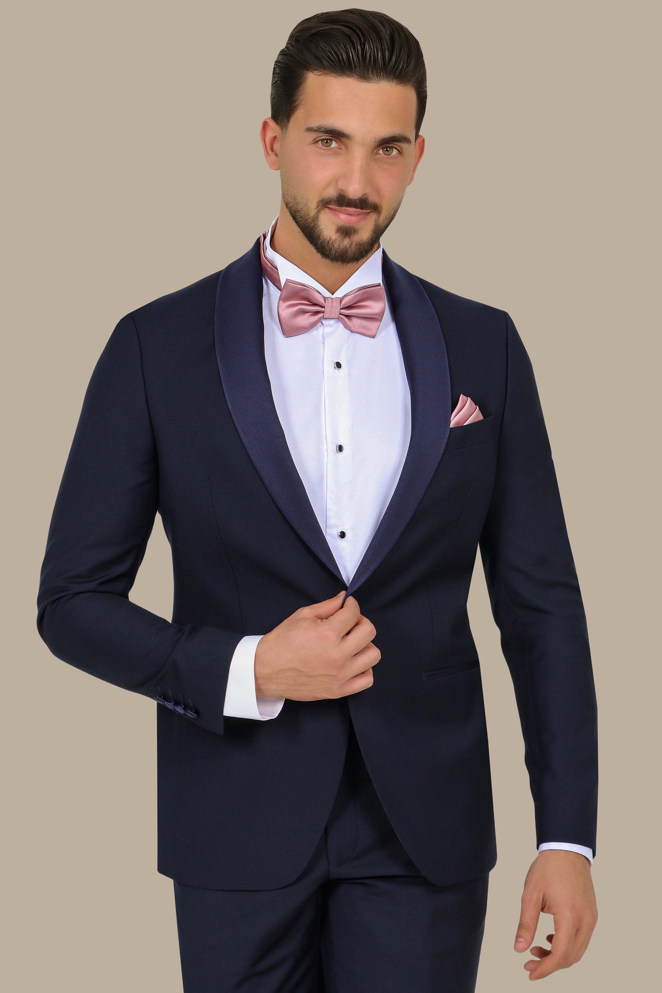 Midnight Elegance: The Navy Tuxedo with Shawl Lapel