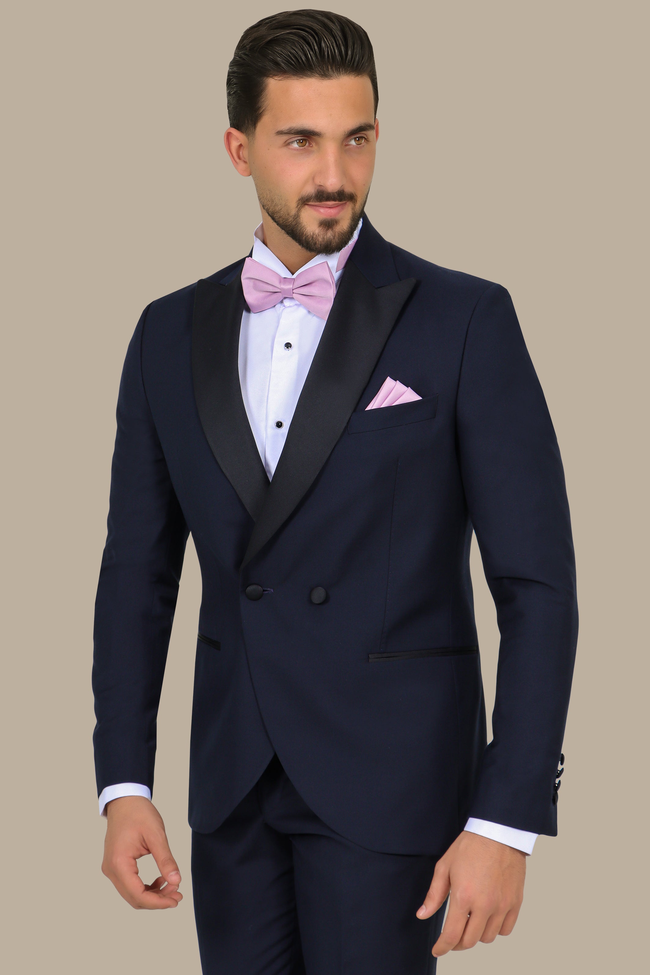 Navy Double-Breasted Peak Lapel Tuxedo
