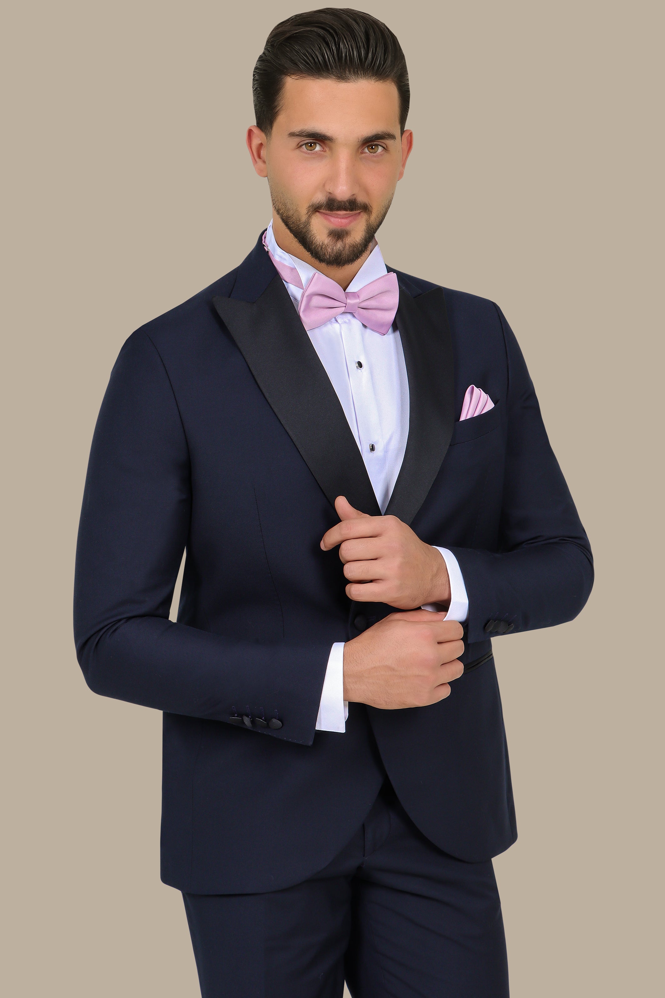 Navy Double-Breasted Peak Lapel Tuxedo