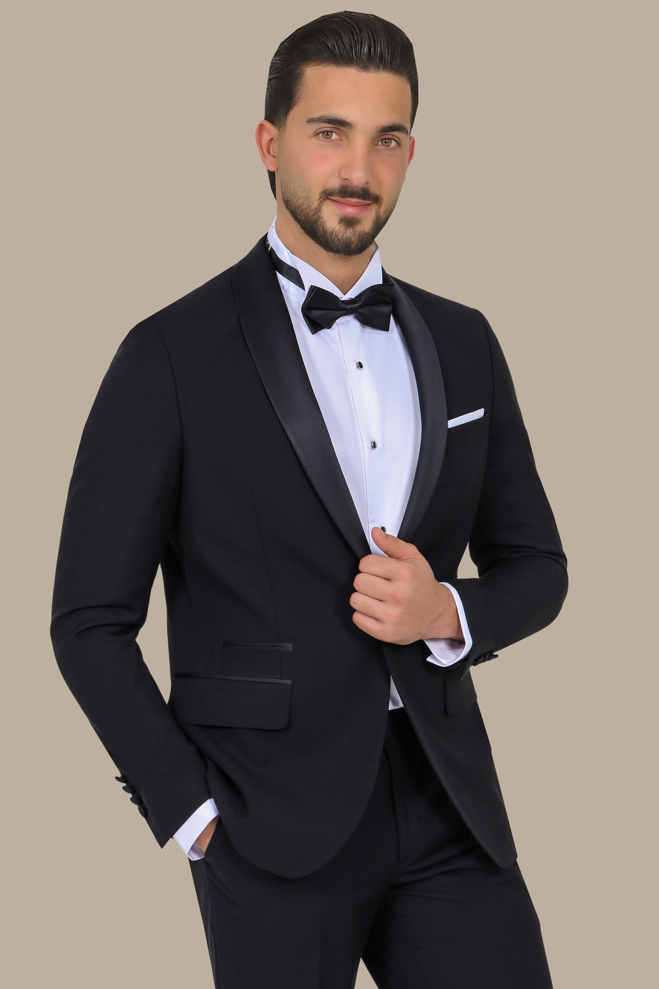 Black Col Chal Structured Tuxedo