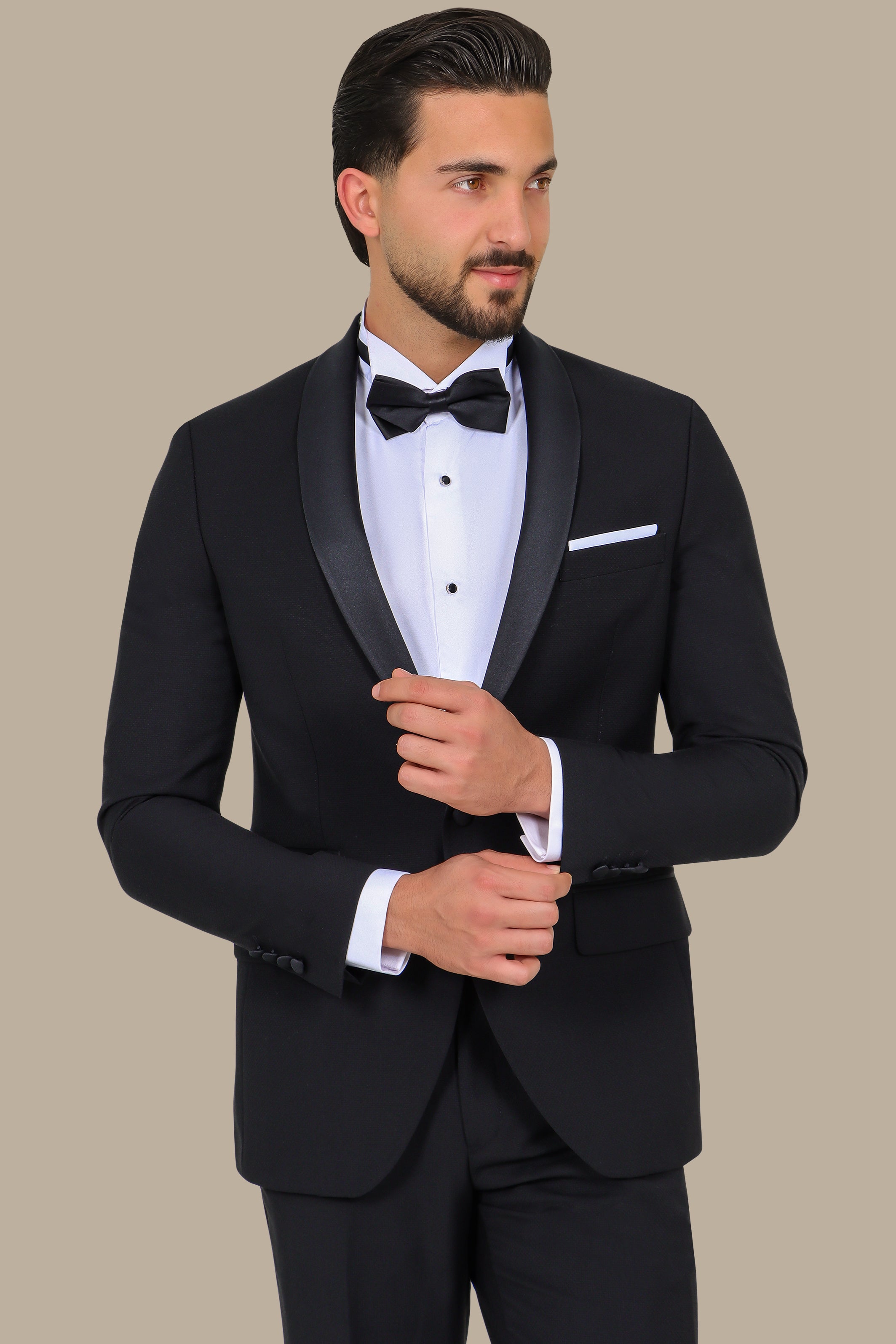 Black Col Chal Structured Tuxedo