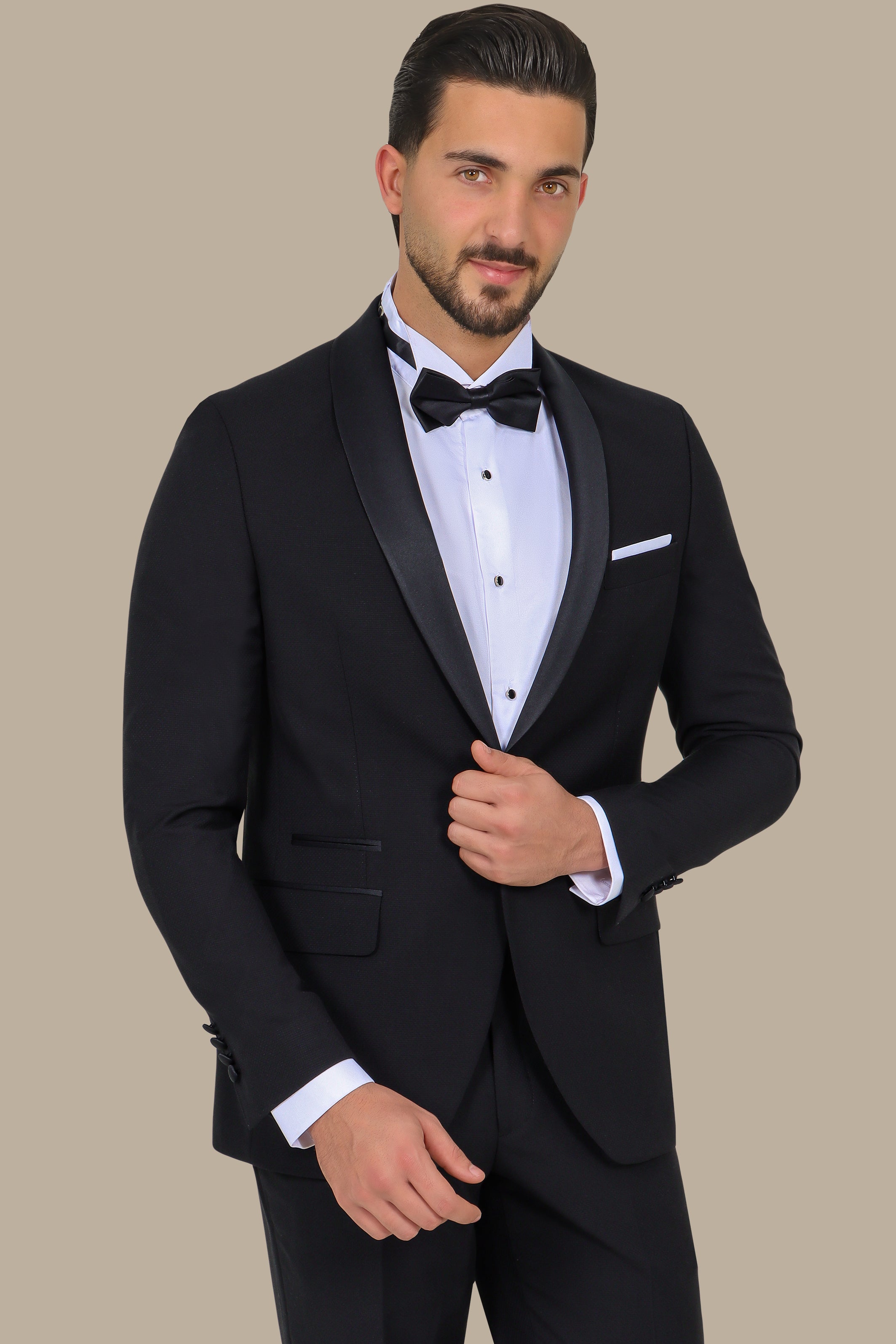 Black Col Chal Structured Tuxedo