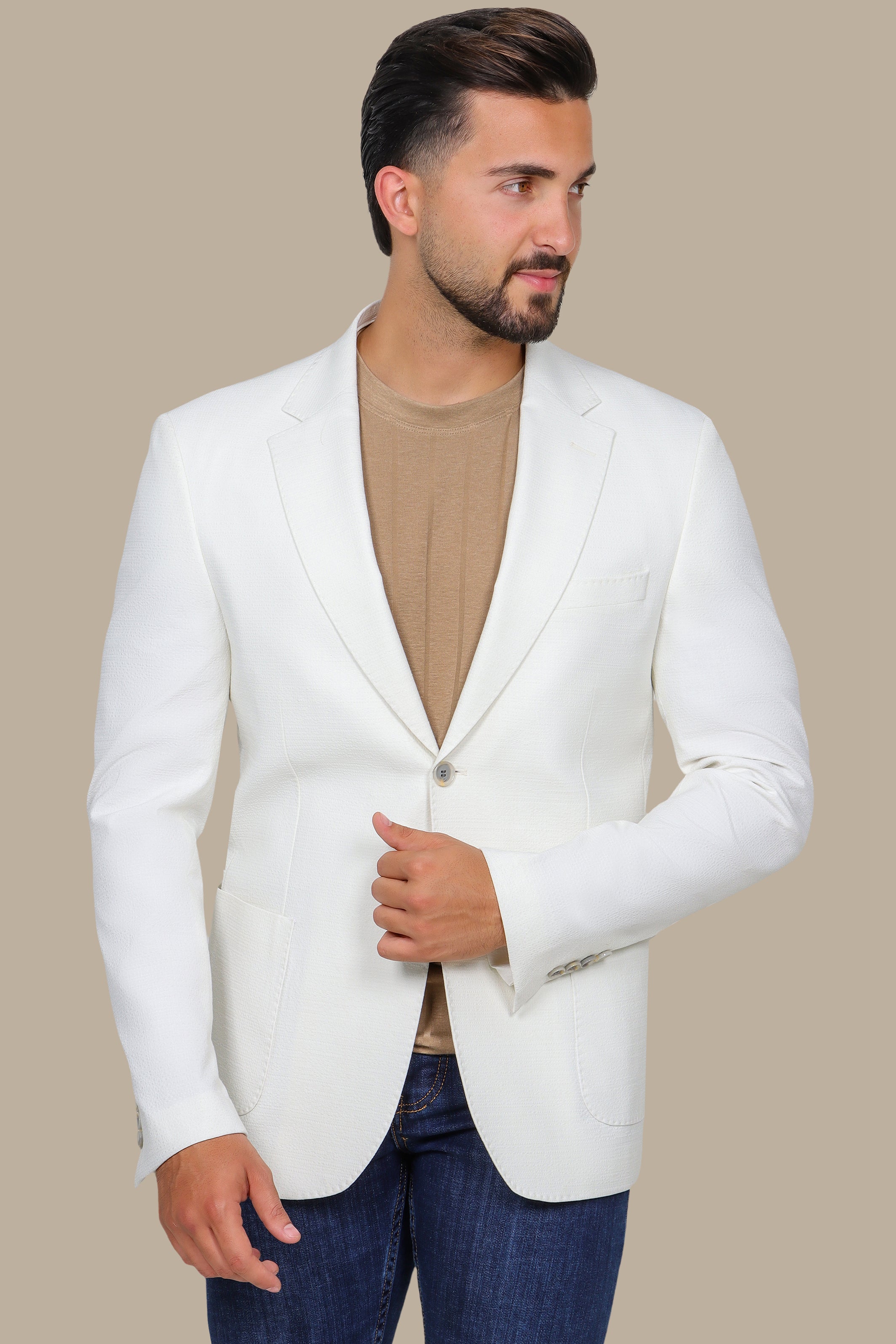 White Notch Lapel Blazer Patch