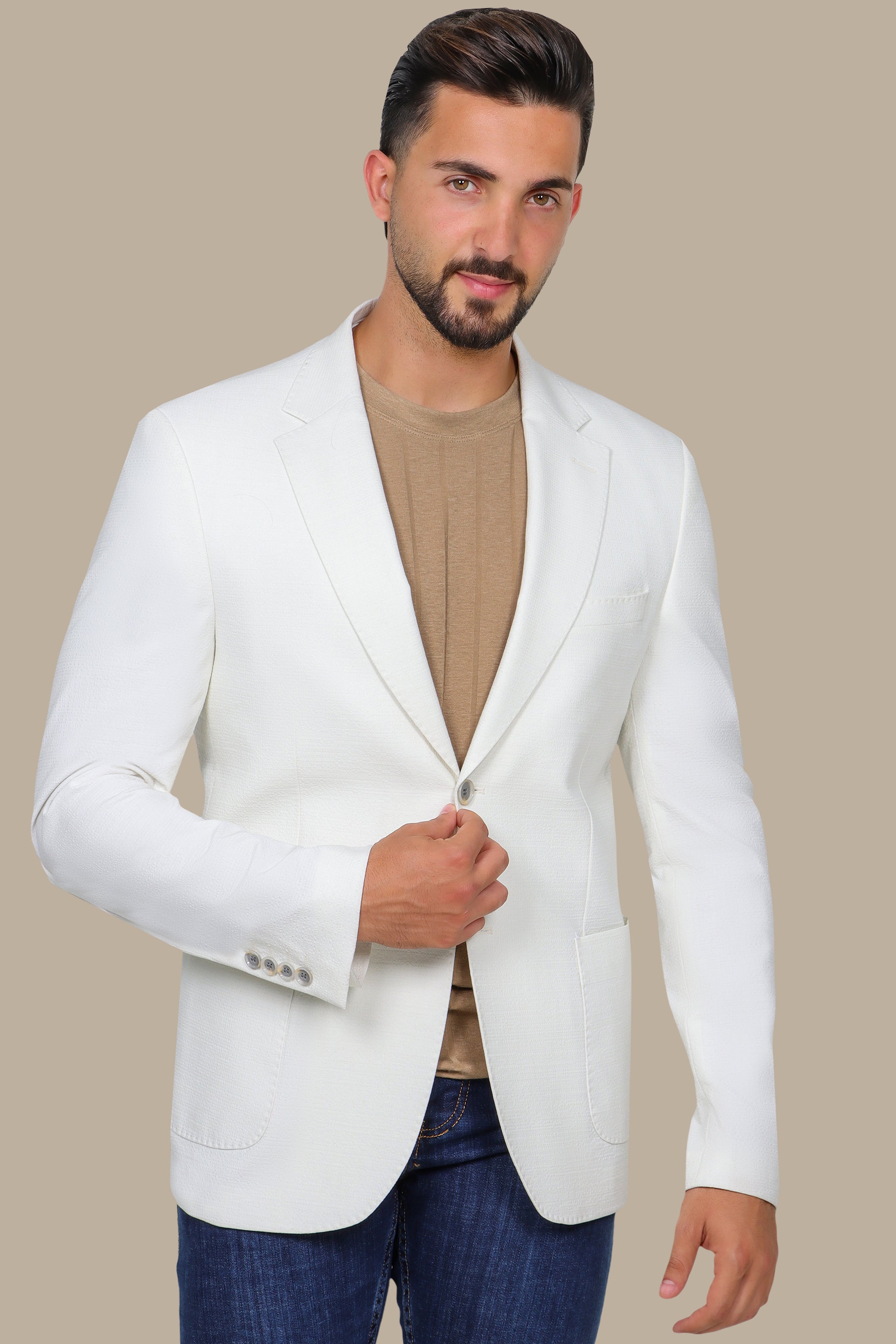 White Notch Lapel Blazer Patch