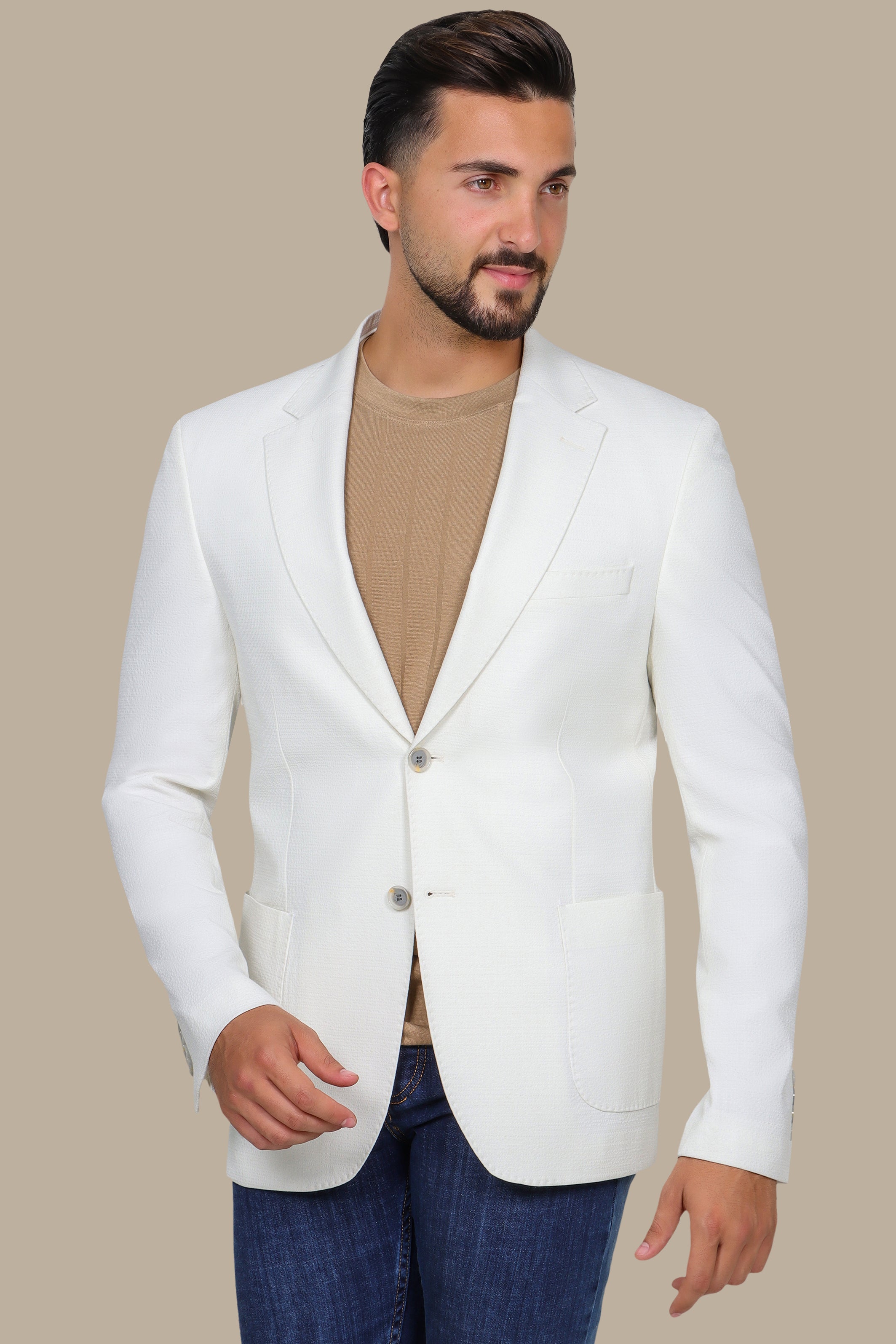 White Notch Lapel Blazer Patch