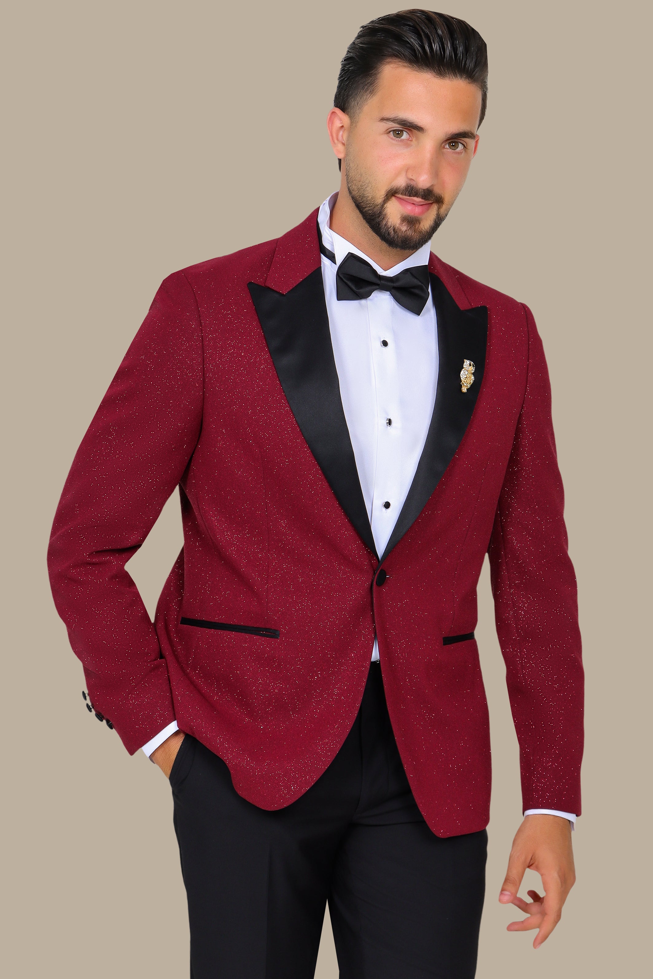 Burgundy Glittered Tuxedo – FV Special Collection