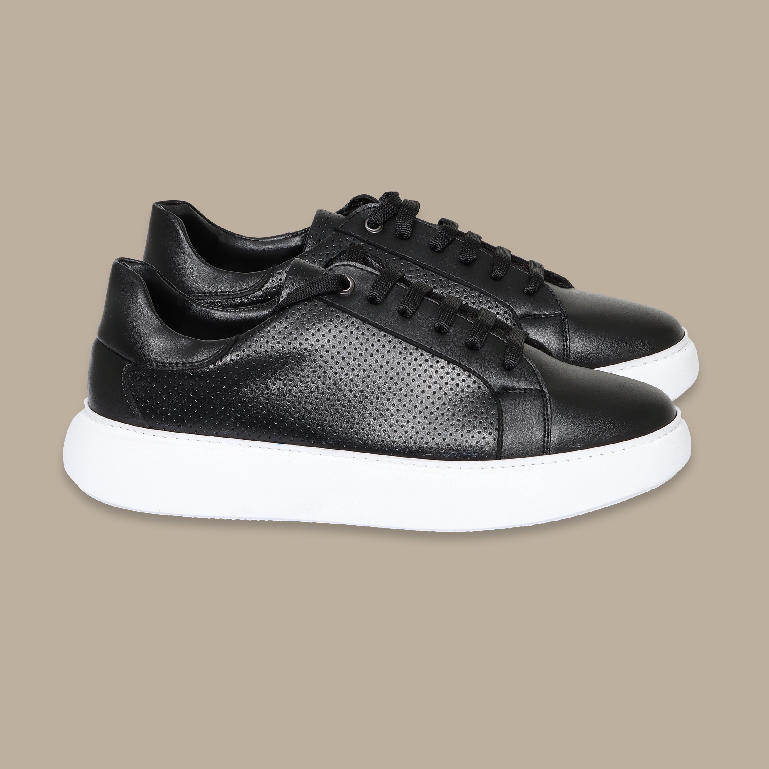 Black Dotted Trainers with Textured Detail