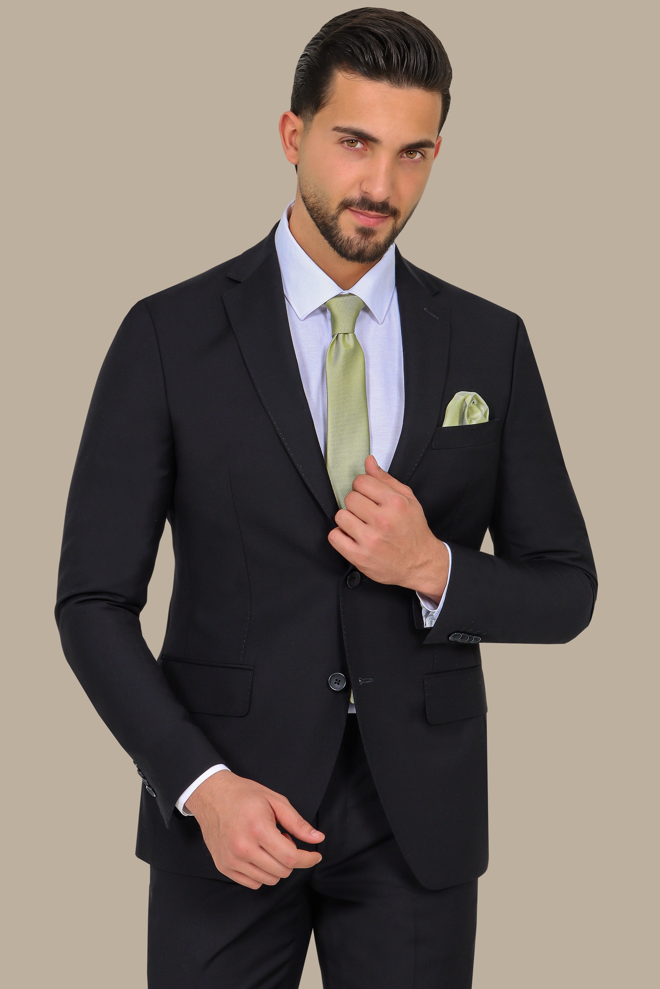 Classic Elegance: The Black Plain Notch Suit