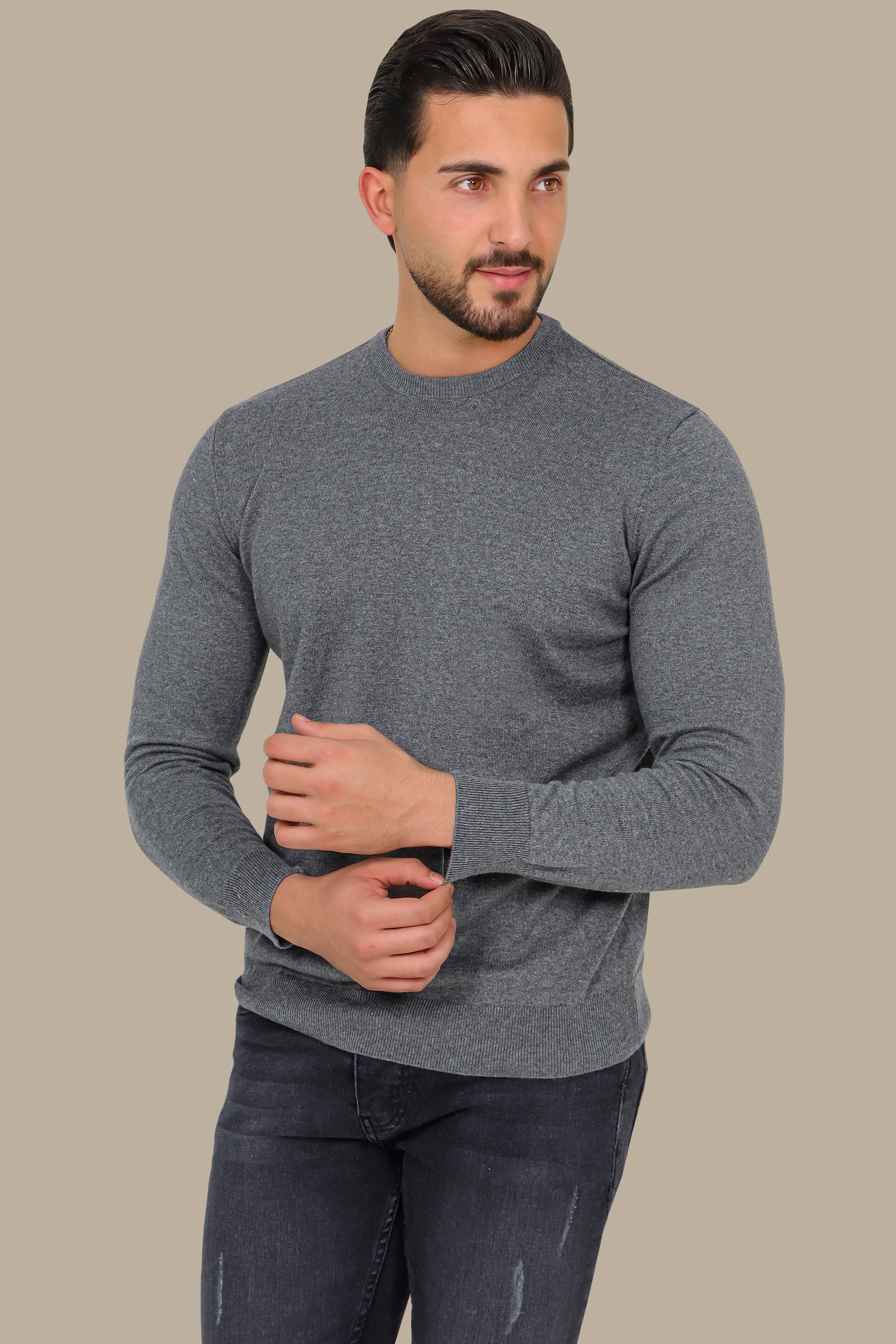 Grey Round Neck Sweater