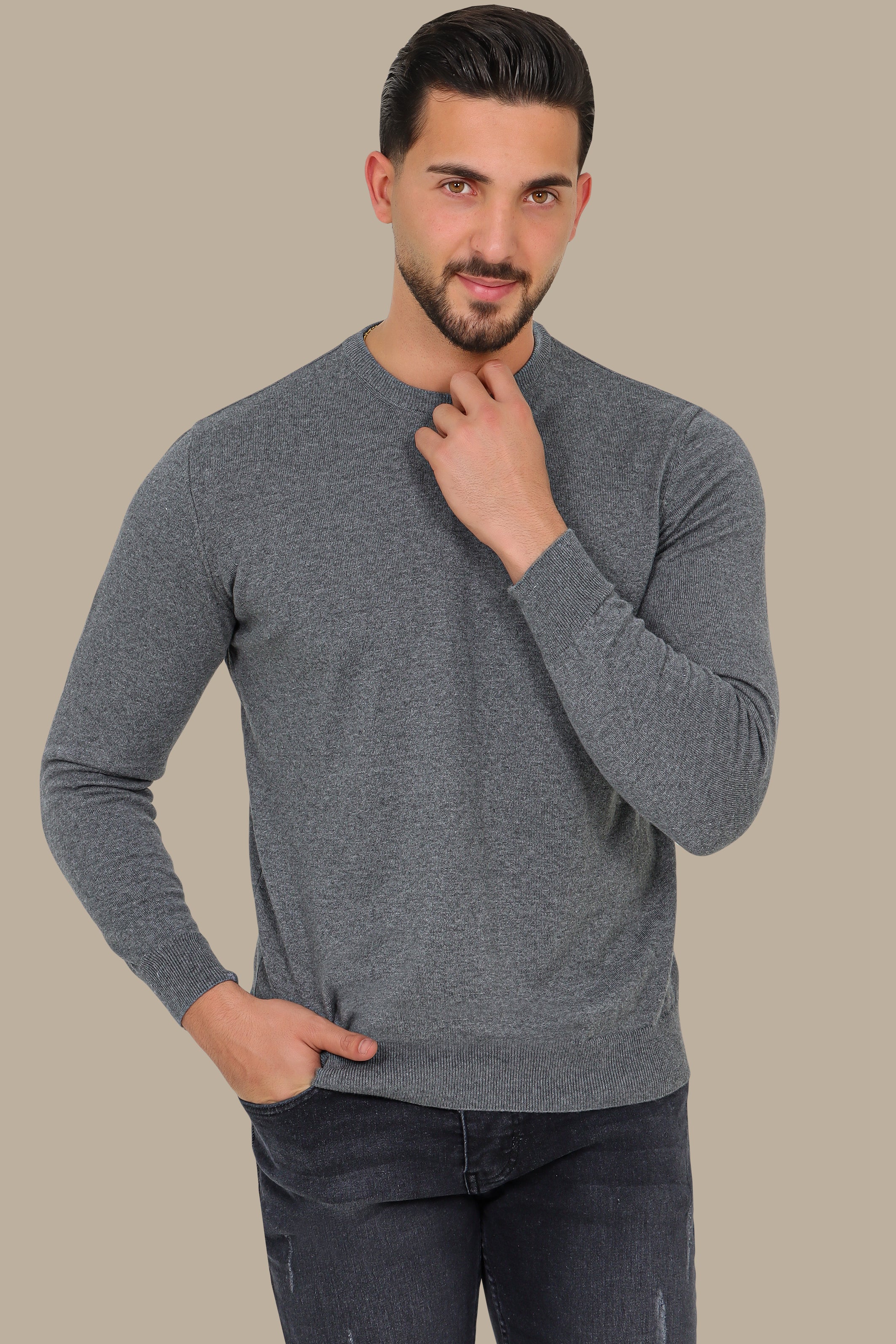 Grey Round Neck Sweater