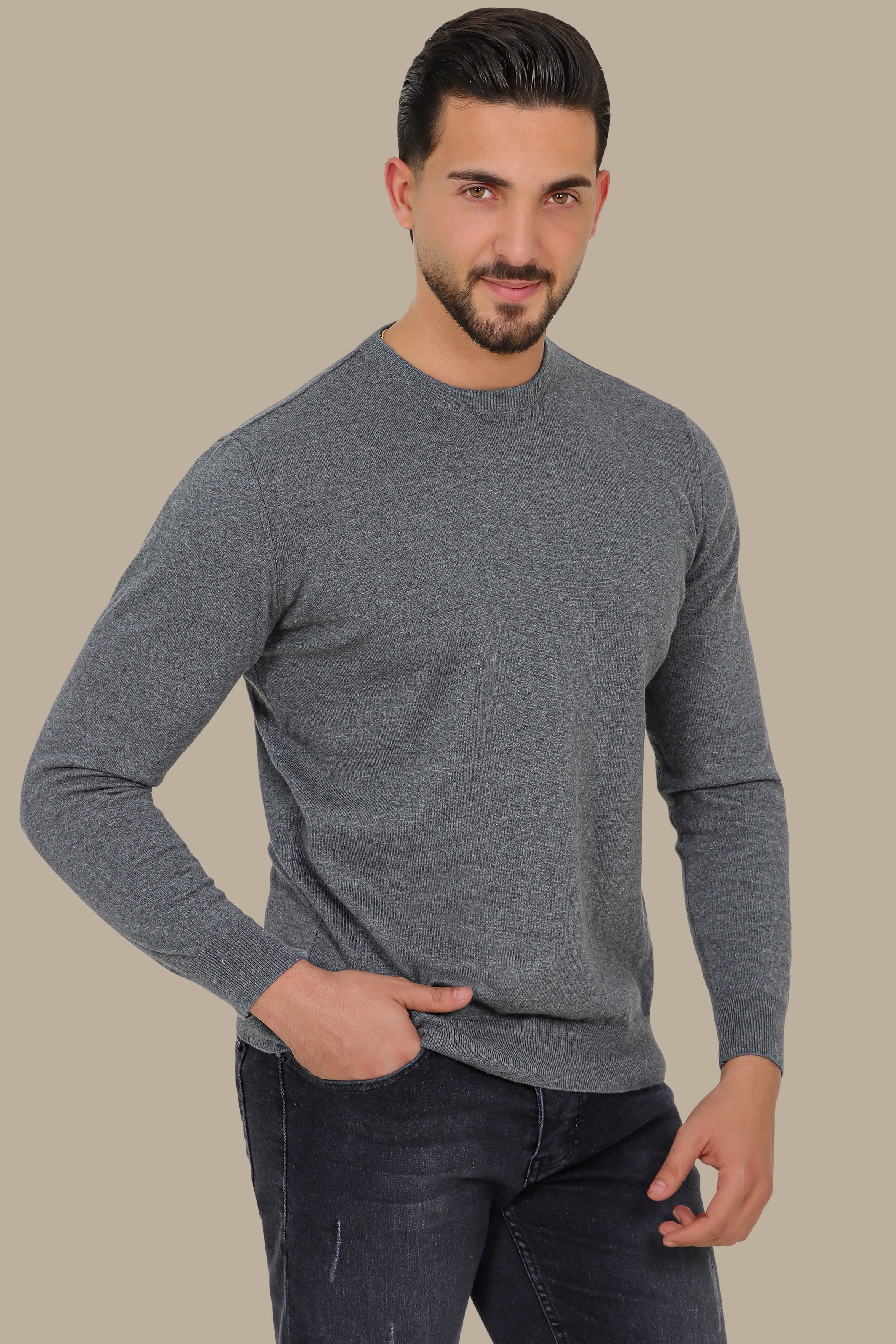 Grey Round Neck Sweater