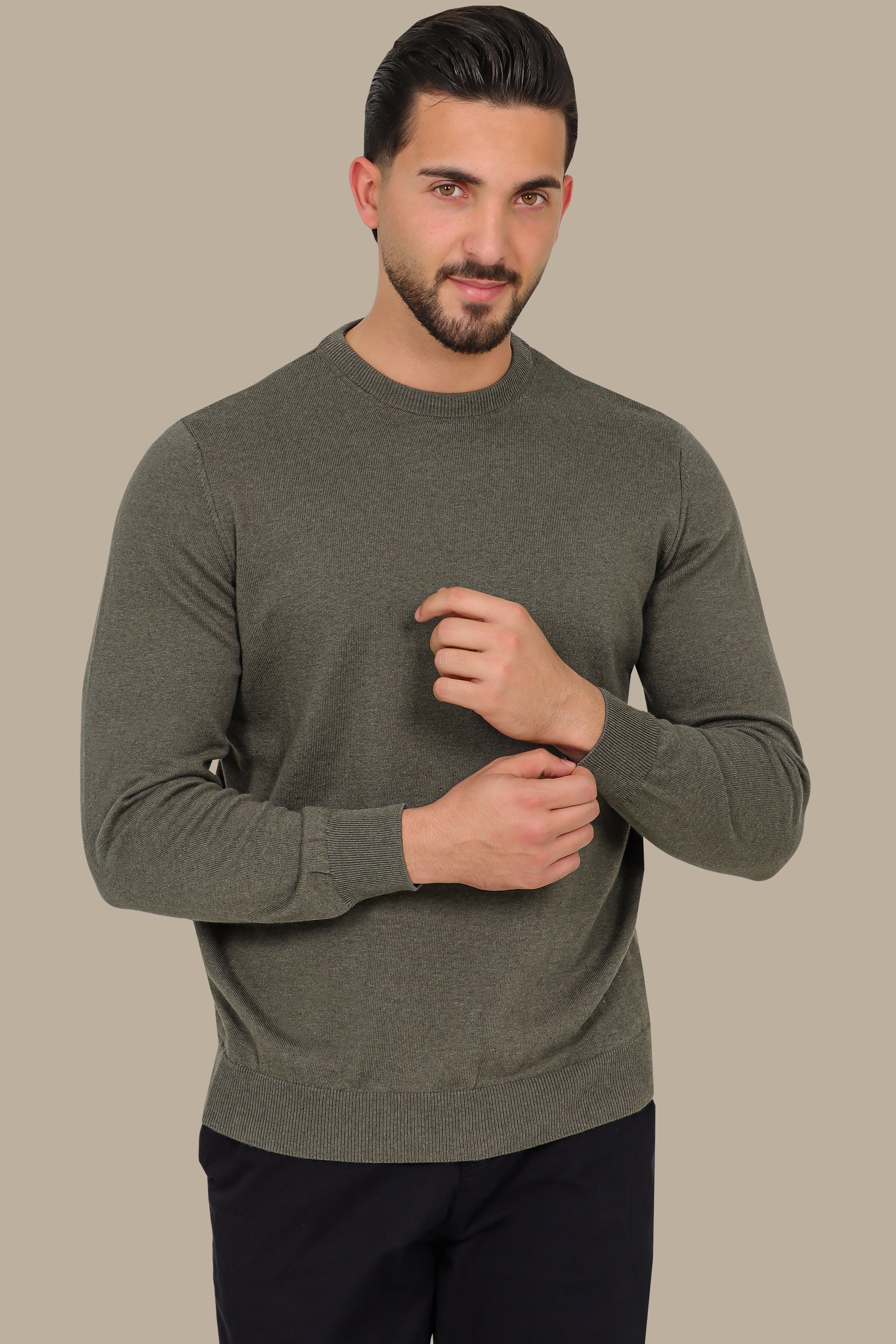 Khaki Round Neck Sweater