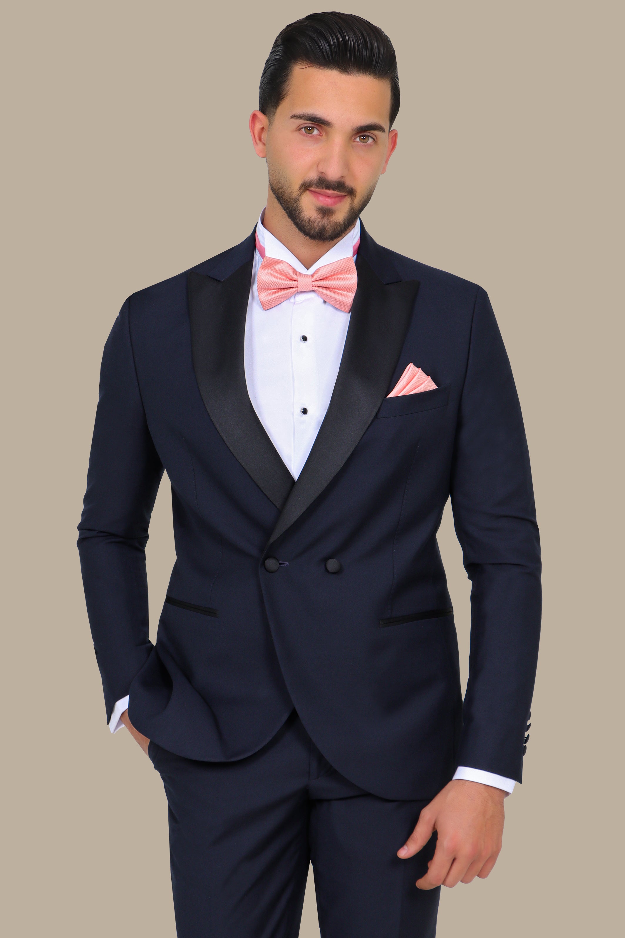 Navy Double-Breasted Peak Lapel Tuxedo