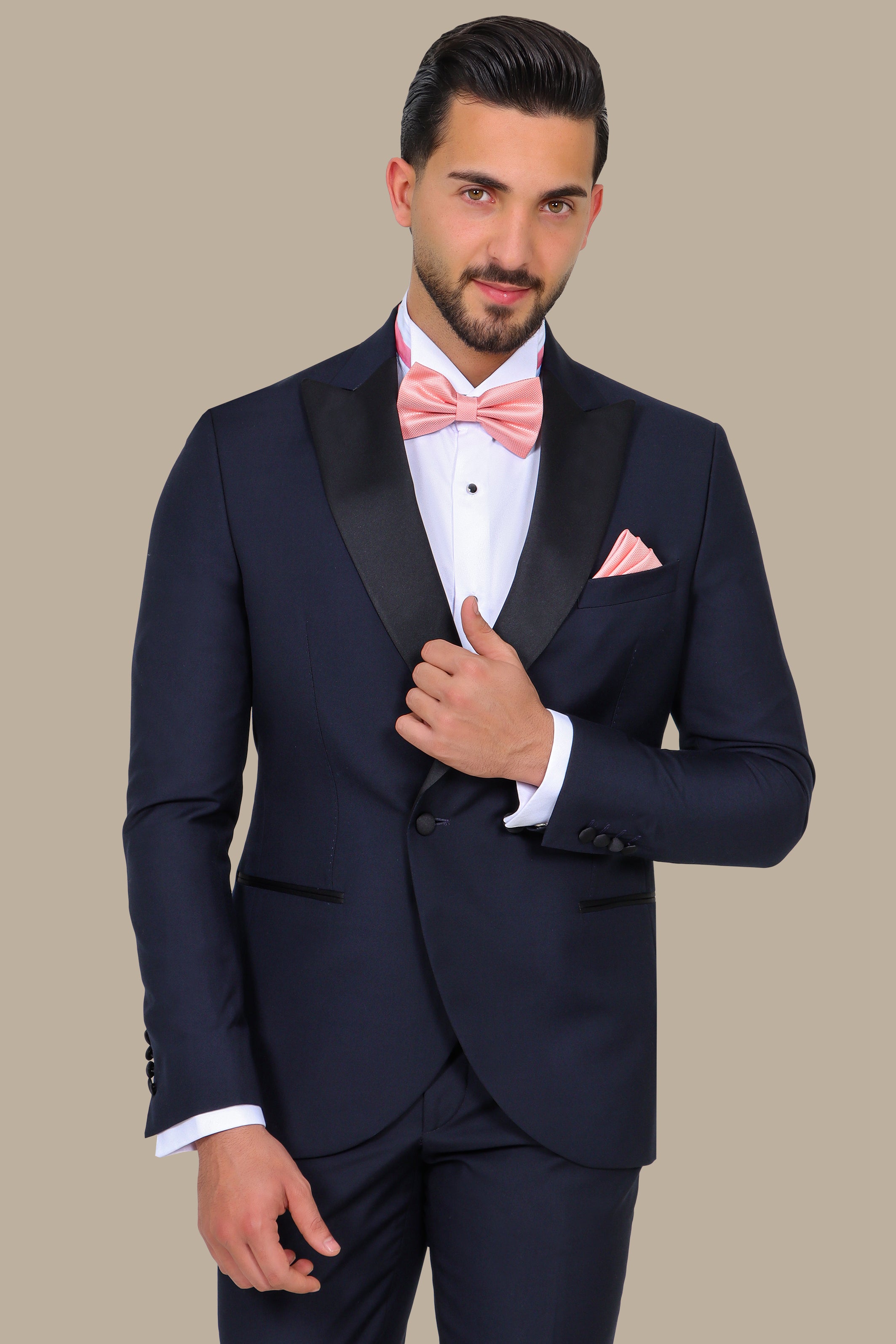 Navy Double-Breasted Peak Lapel Tuxedo