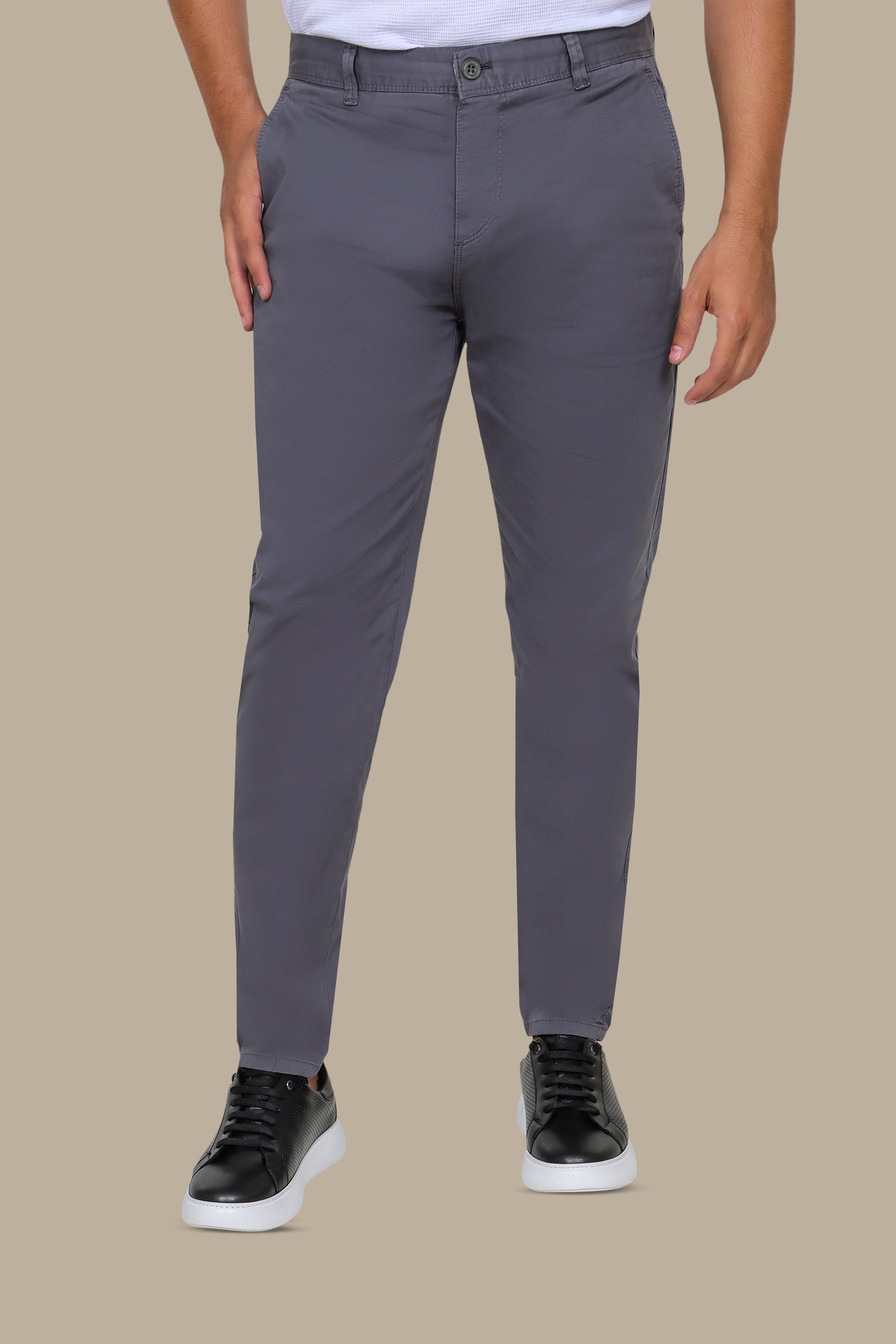Grey Plain Chino Pants