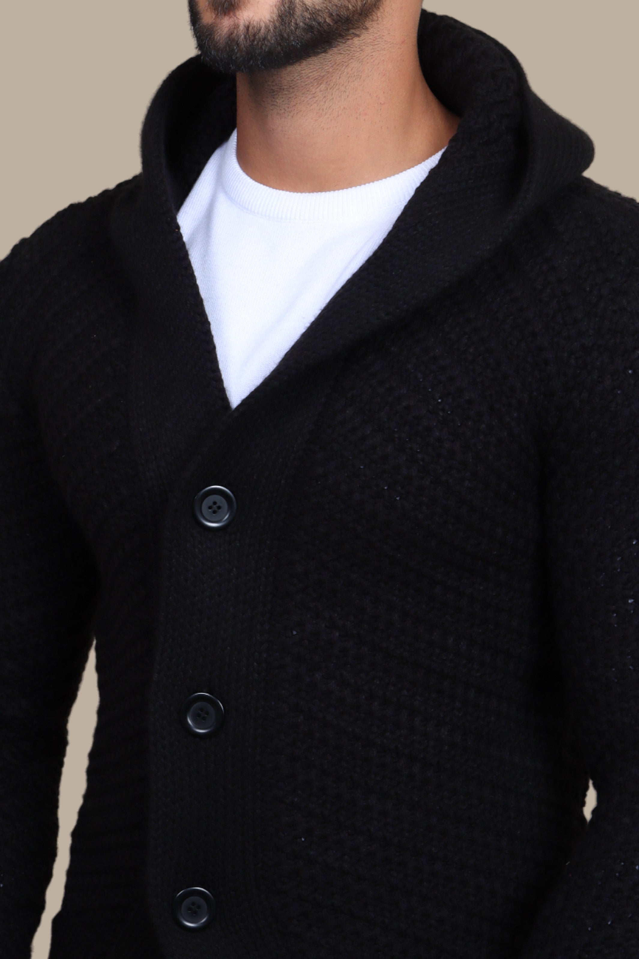 Black Braided Long Cardigan Jacket