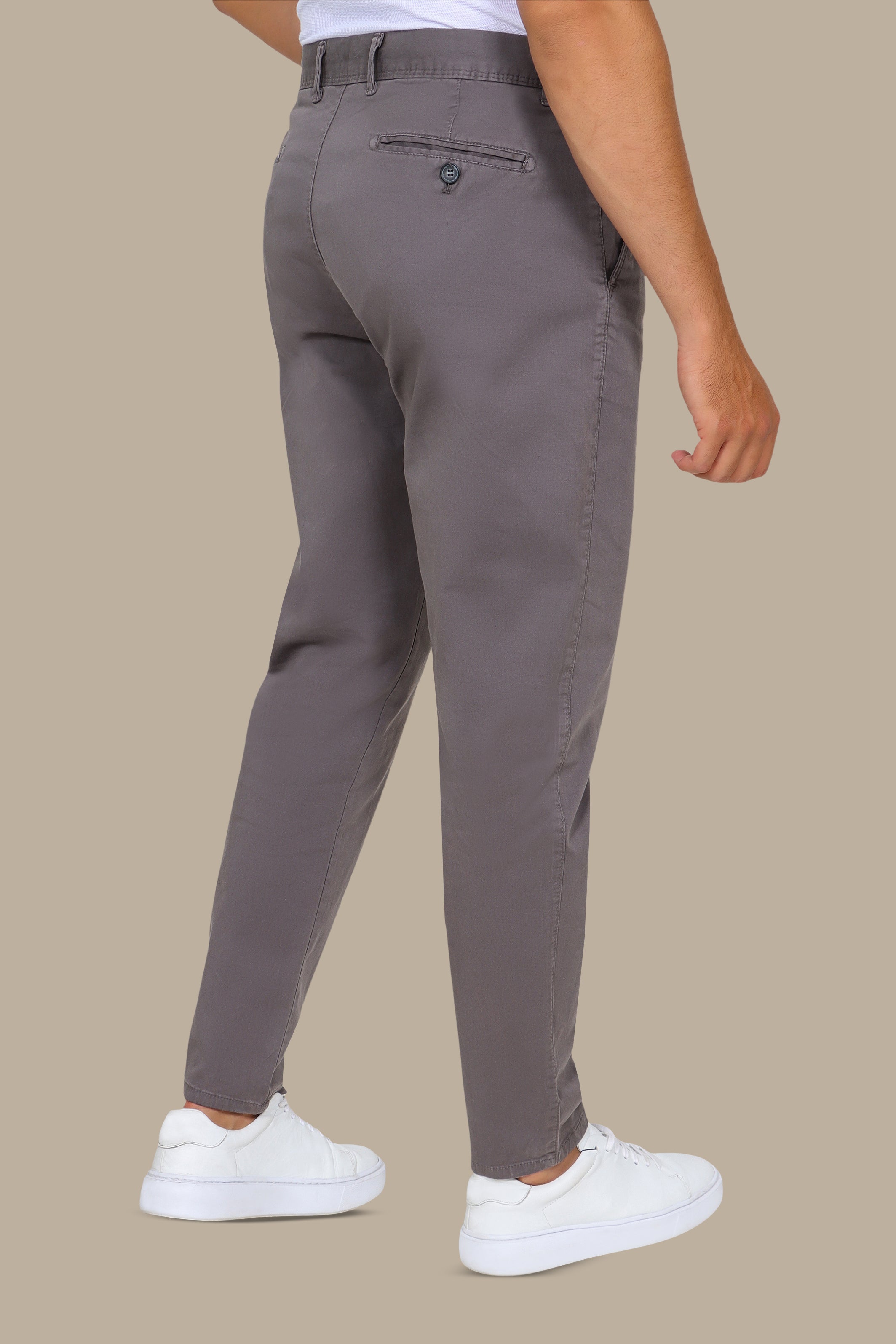 Dark Grey Plain Chino Pants
