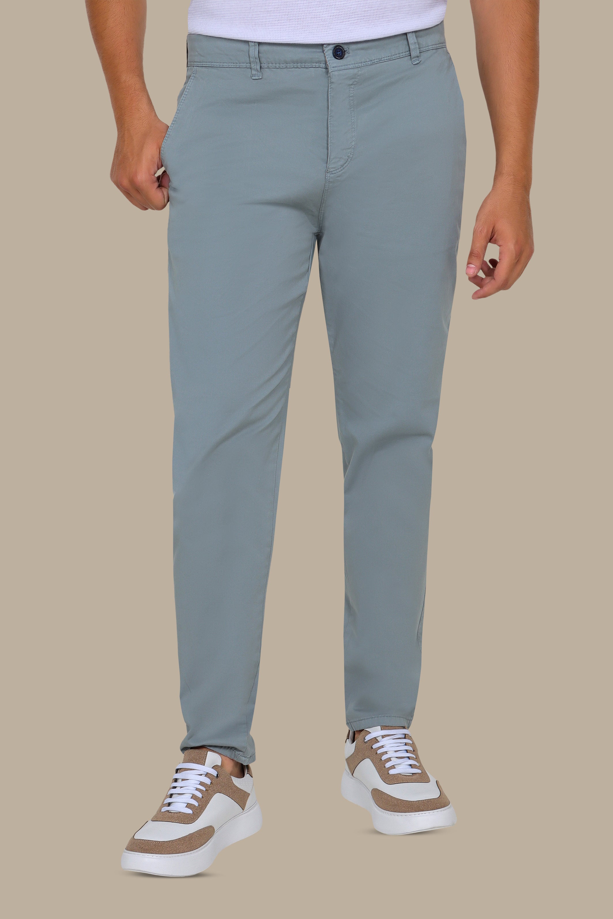 Light Petrol Plain Chinos