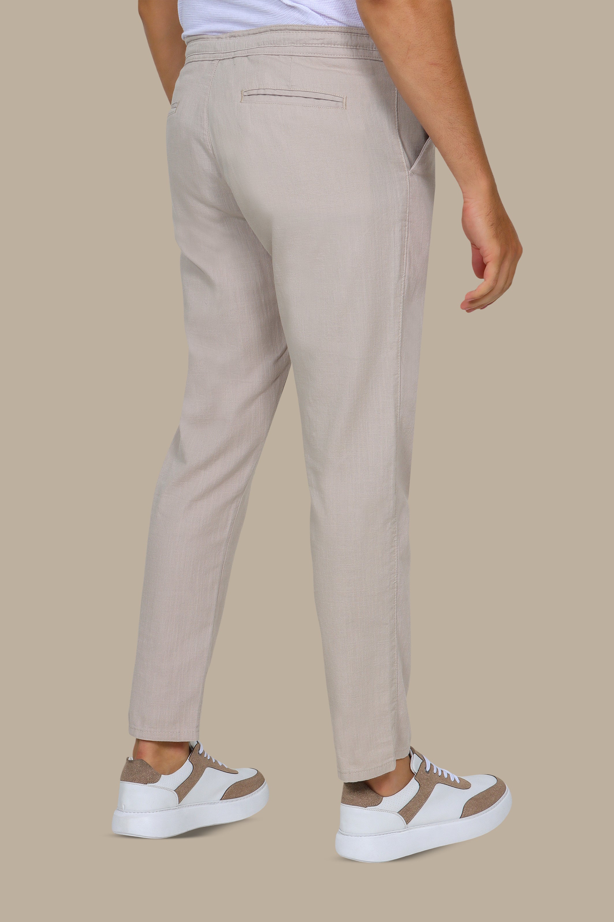 Greige Fil-à-Fil Linen Pants