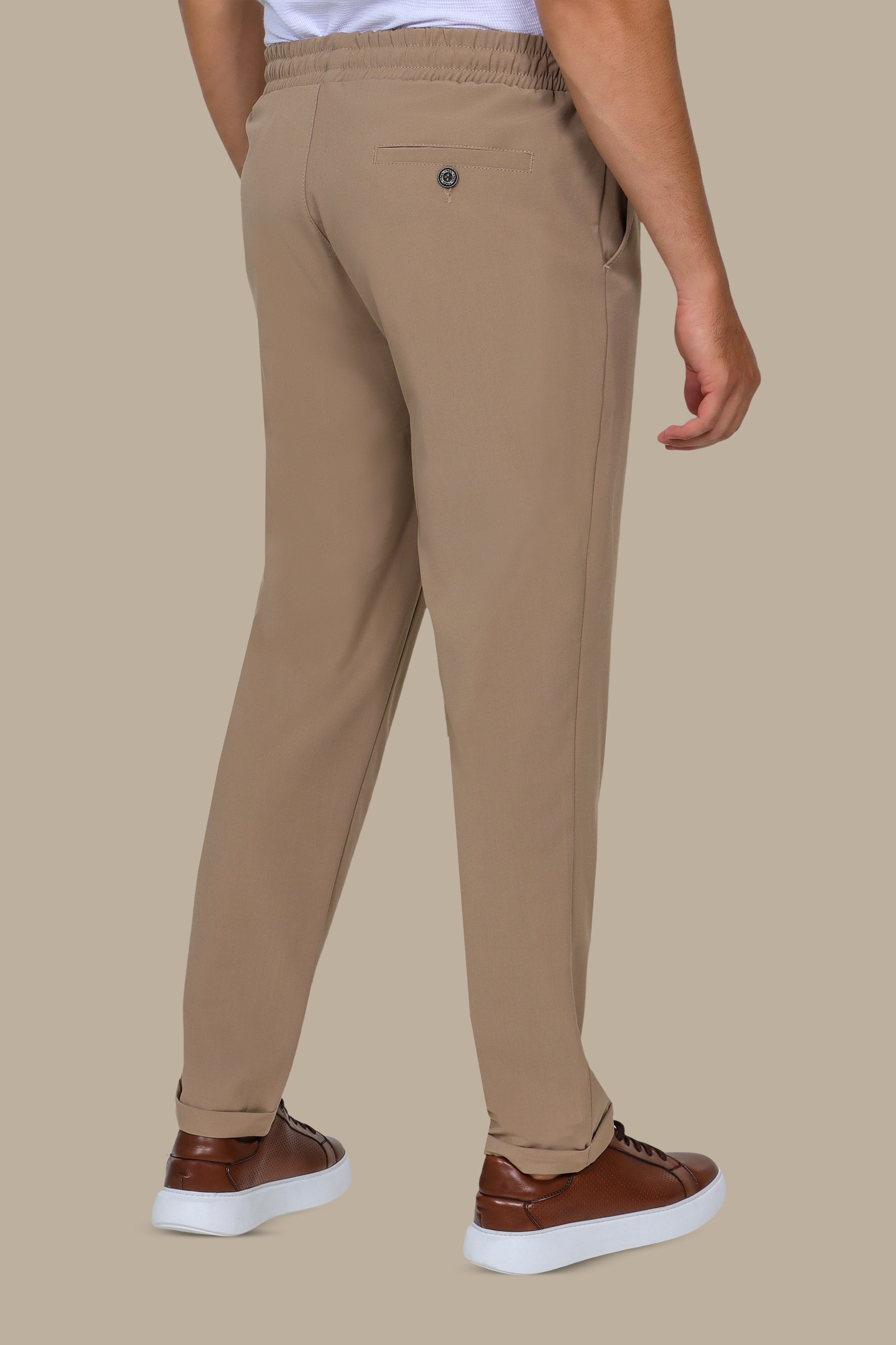Beige Slim-Fit Jogger Pants