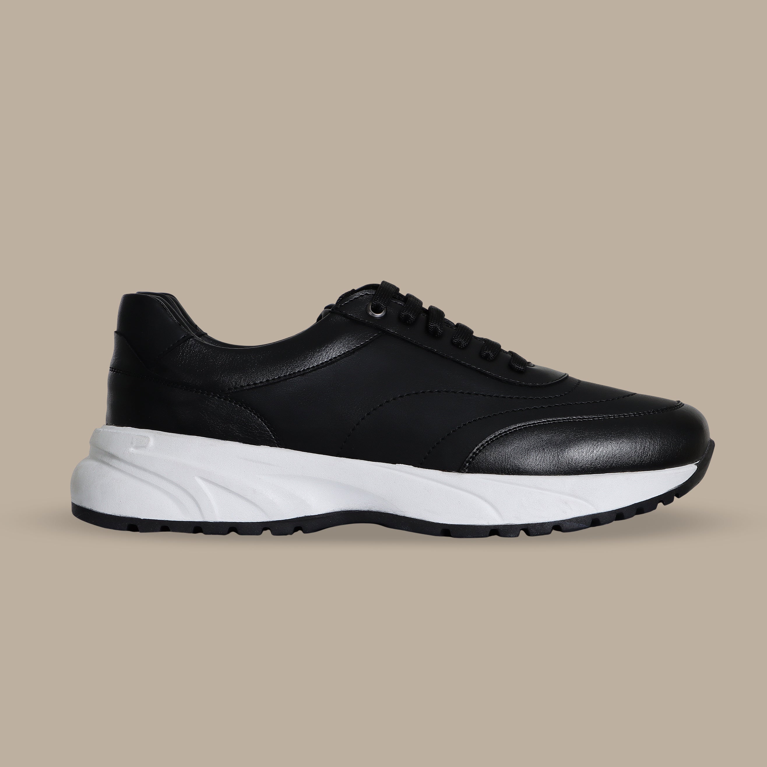 Lace-Up Leather Sneakers – Black