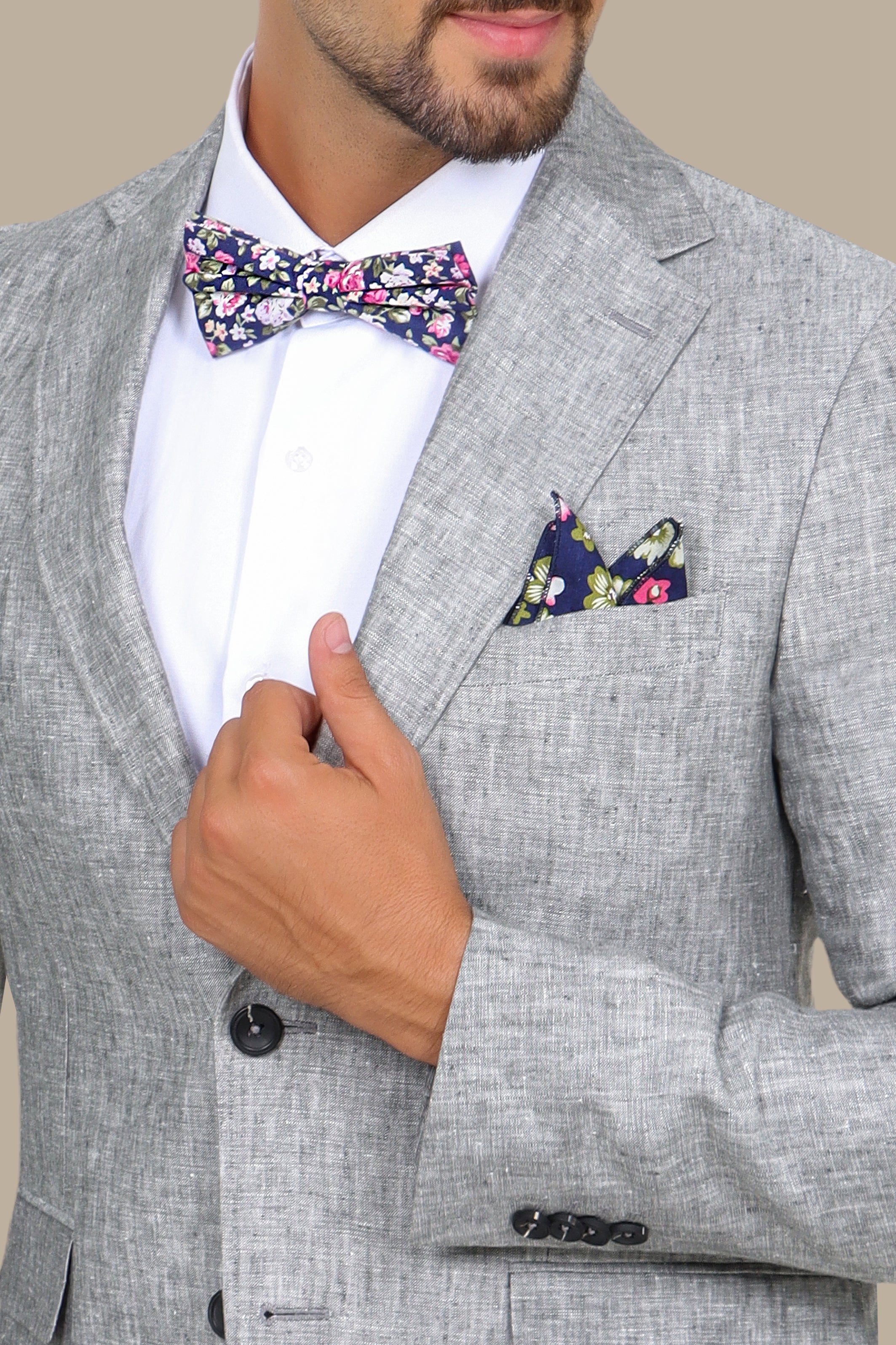 Ethereal Grace: Grey Linen Suit