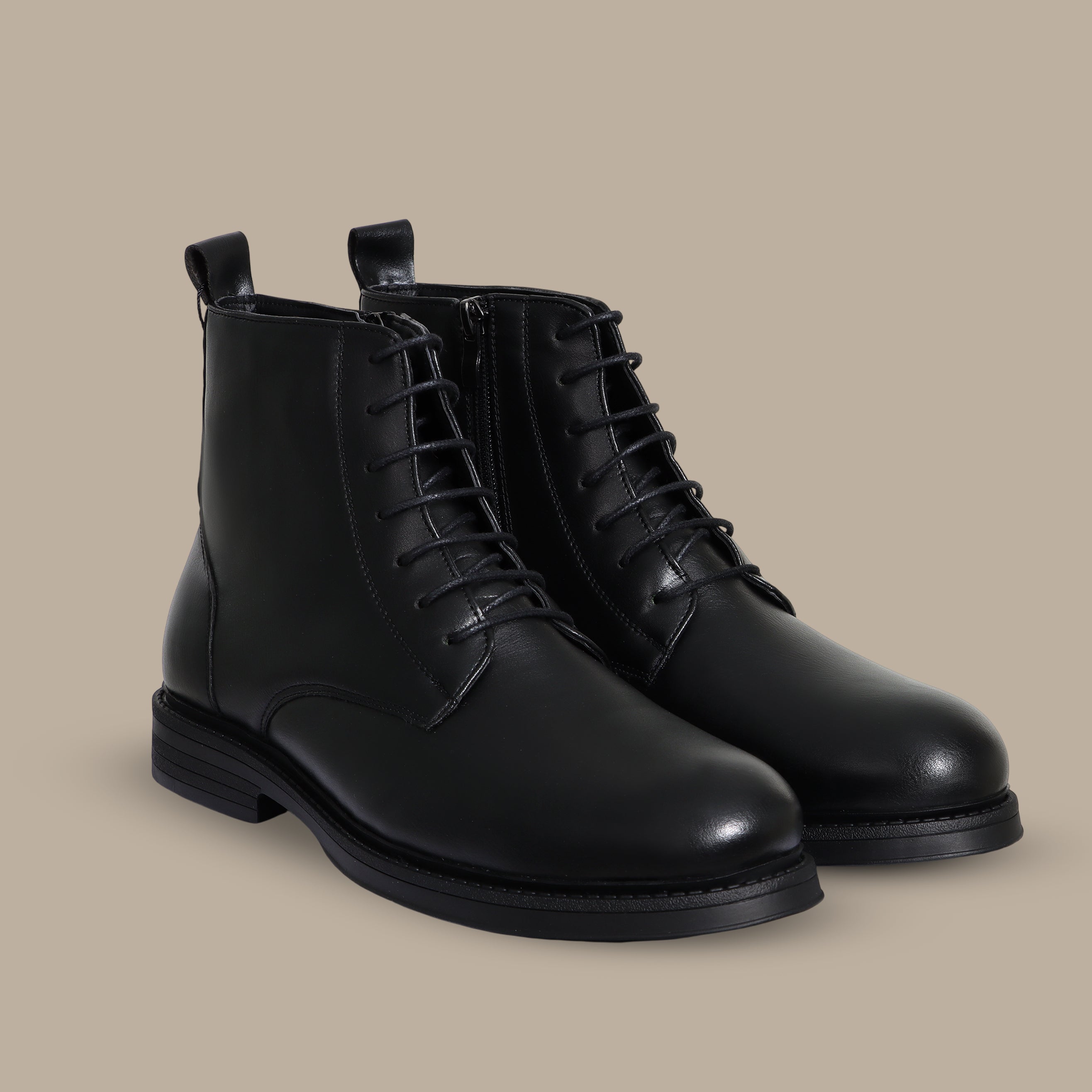 Classic Black Lace-Up Ankle Boots