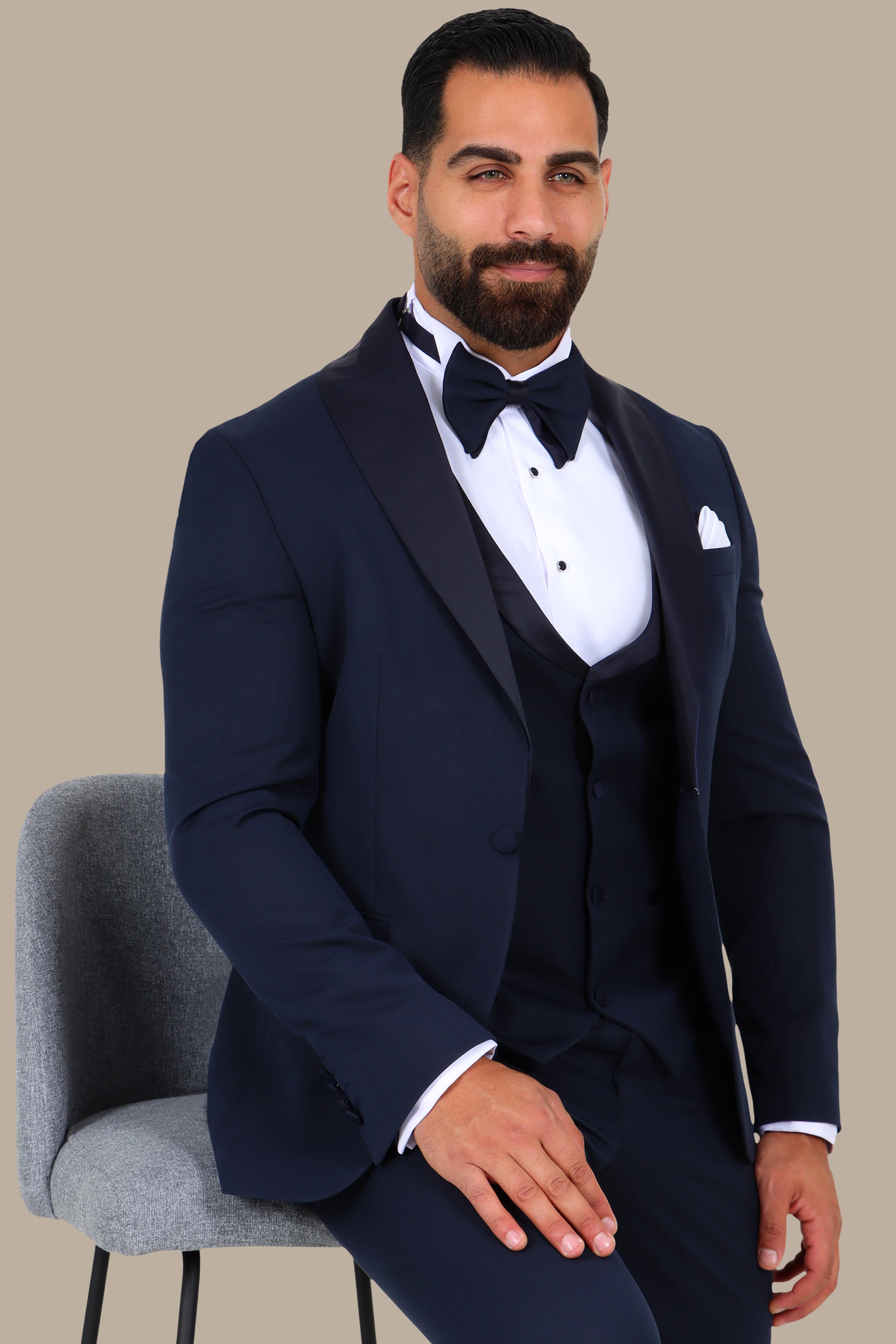 Navy Charm: 4-Piece Shawl Collar Tuxedo