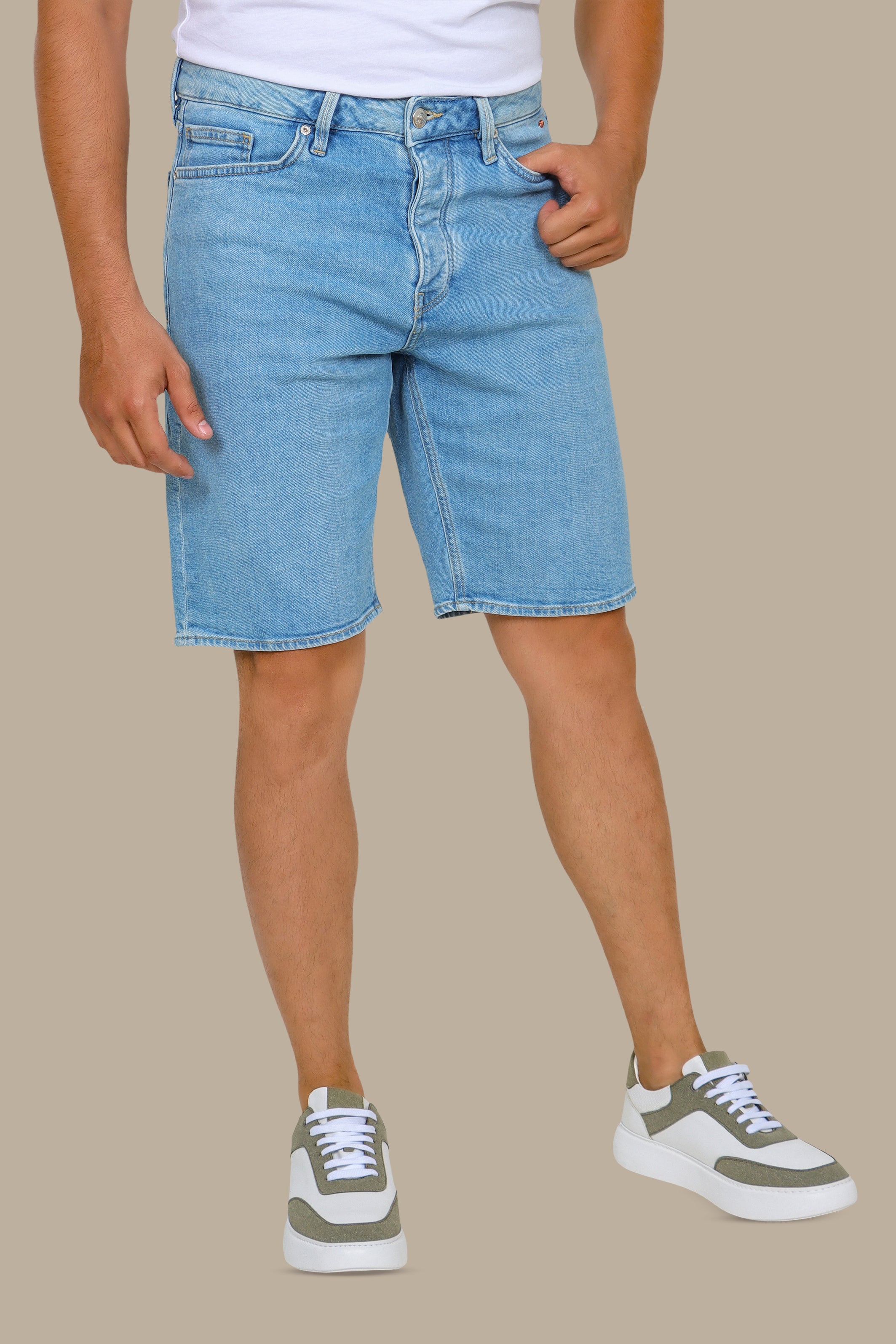Light Blue Tie-Dye Short Denim
