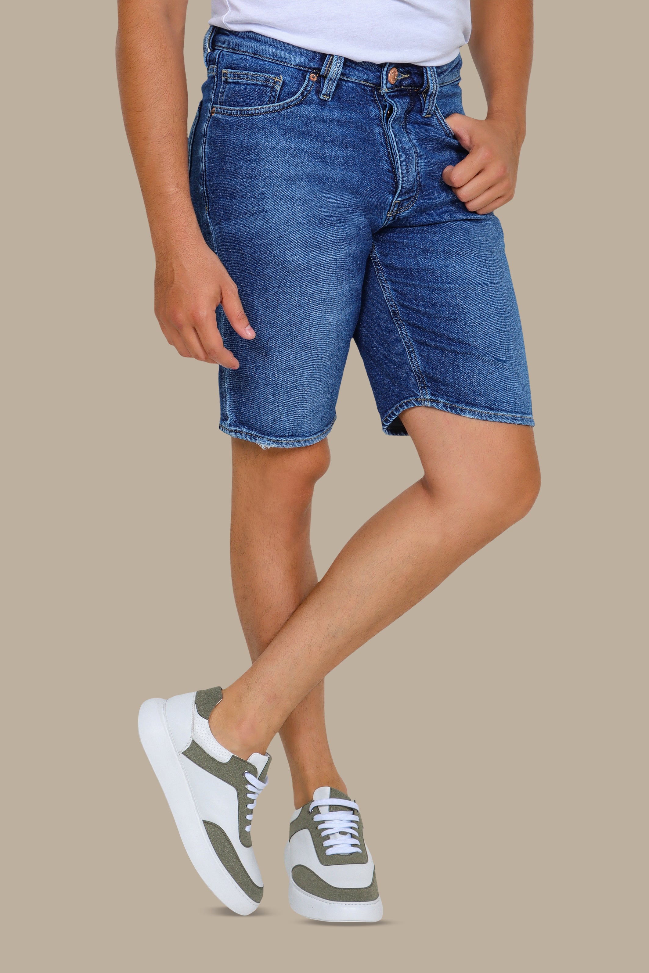 Blue Tie-Dye Short Denim
