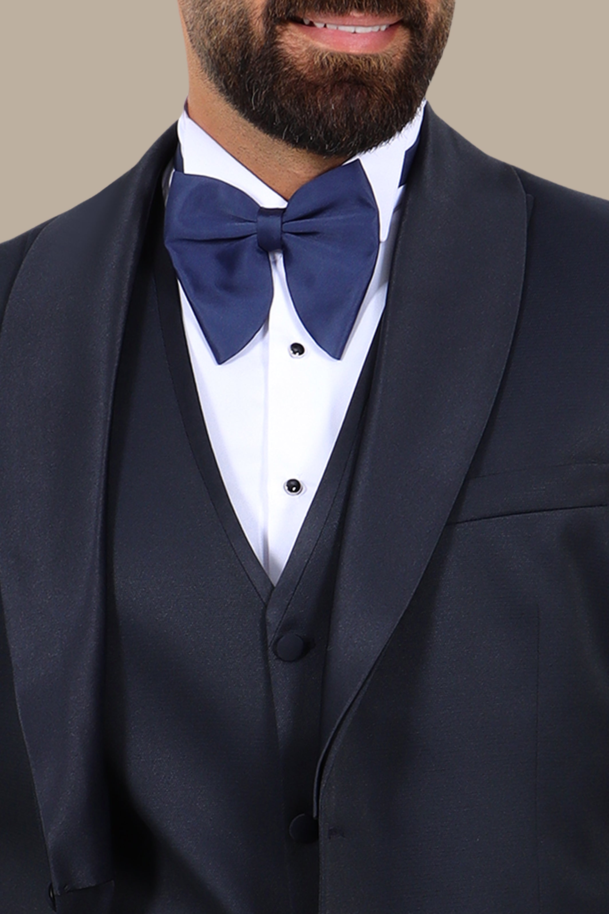 4-Piece Tuxedo Shawl Collar Diamond Pattern Navy