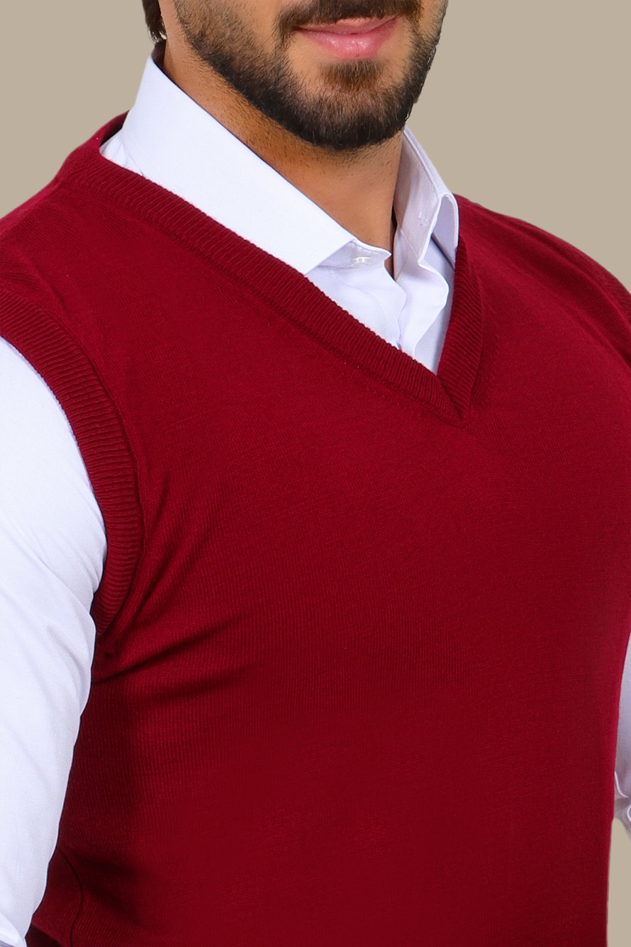 Plain Red Knitted Cotton Vest