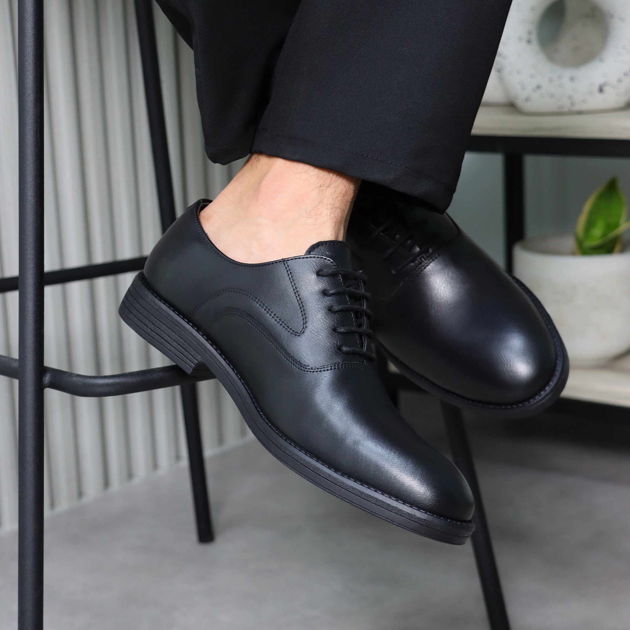 Classic Black Leather Dress Shoes