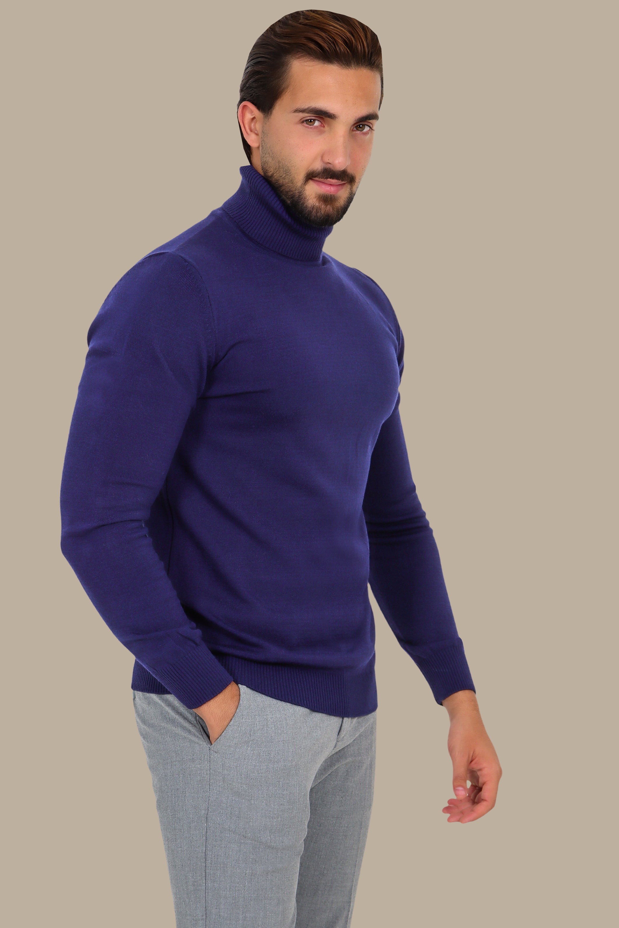 Basic Turtle Neck Sweater – Navy