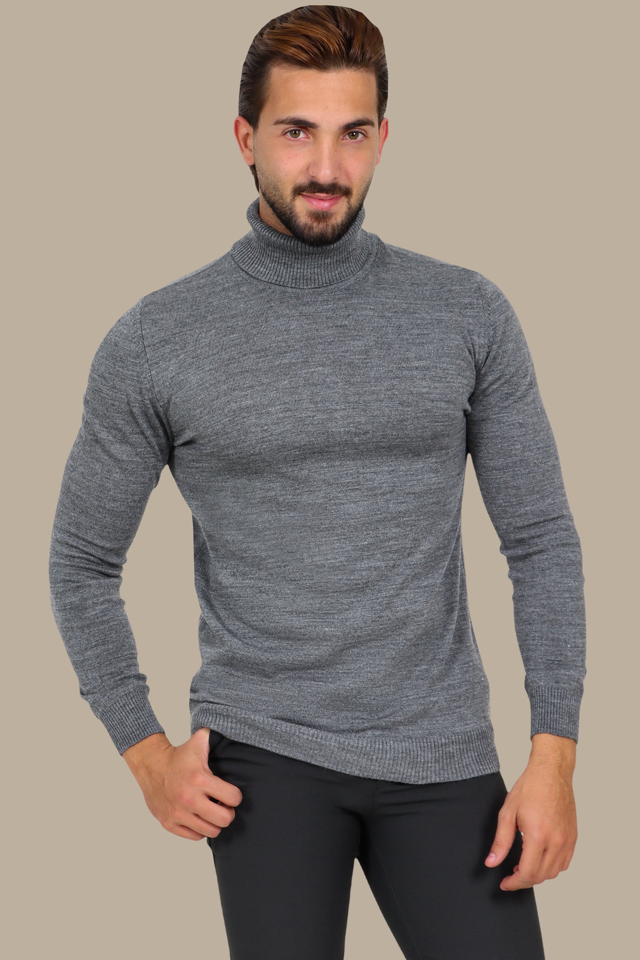 Basic Turtle Neck Sweater – Grey