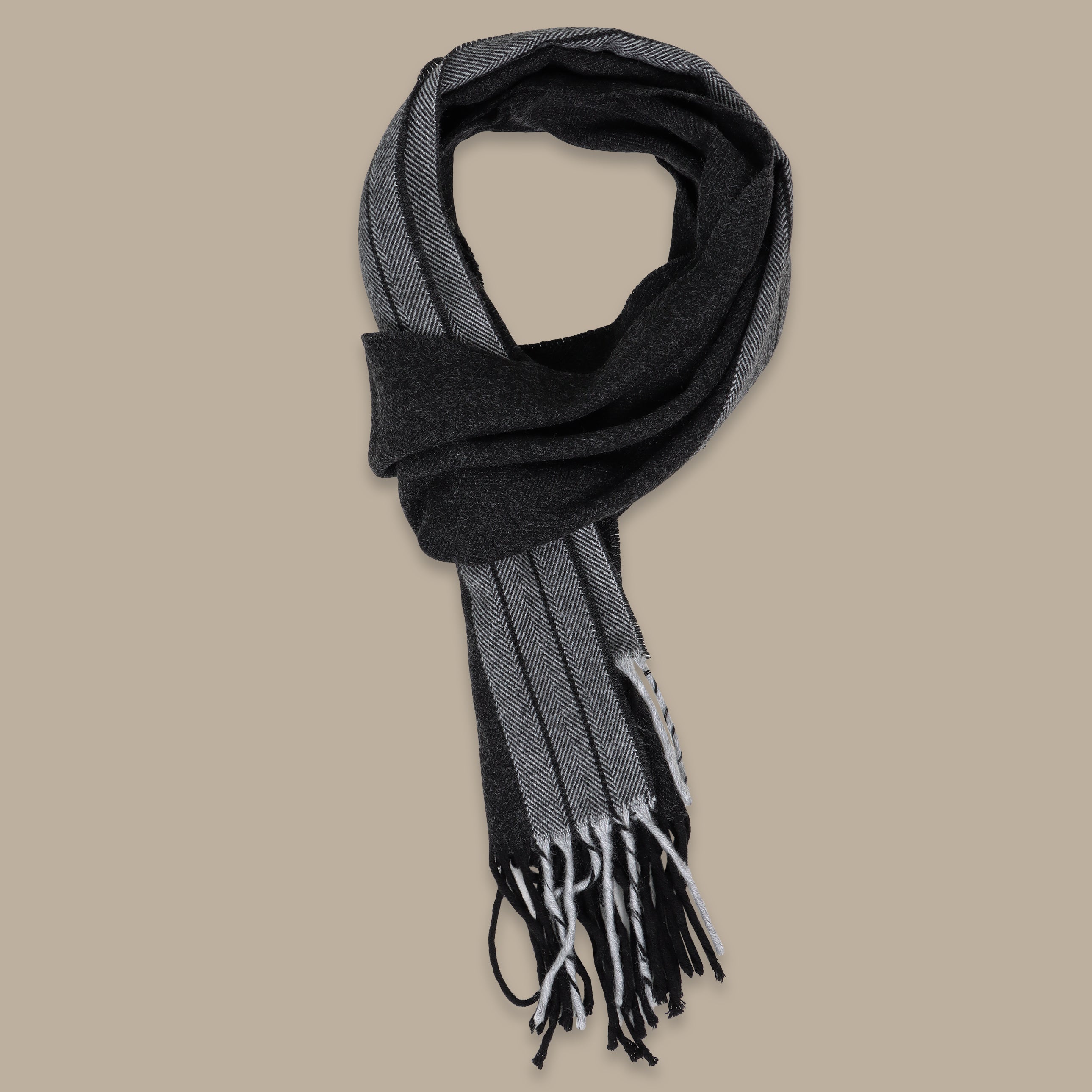 Black Herringbone Scarf