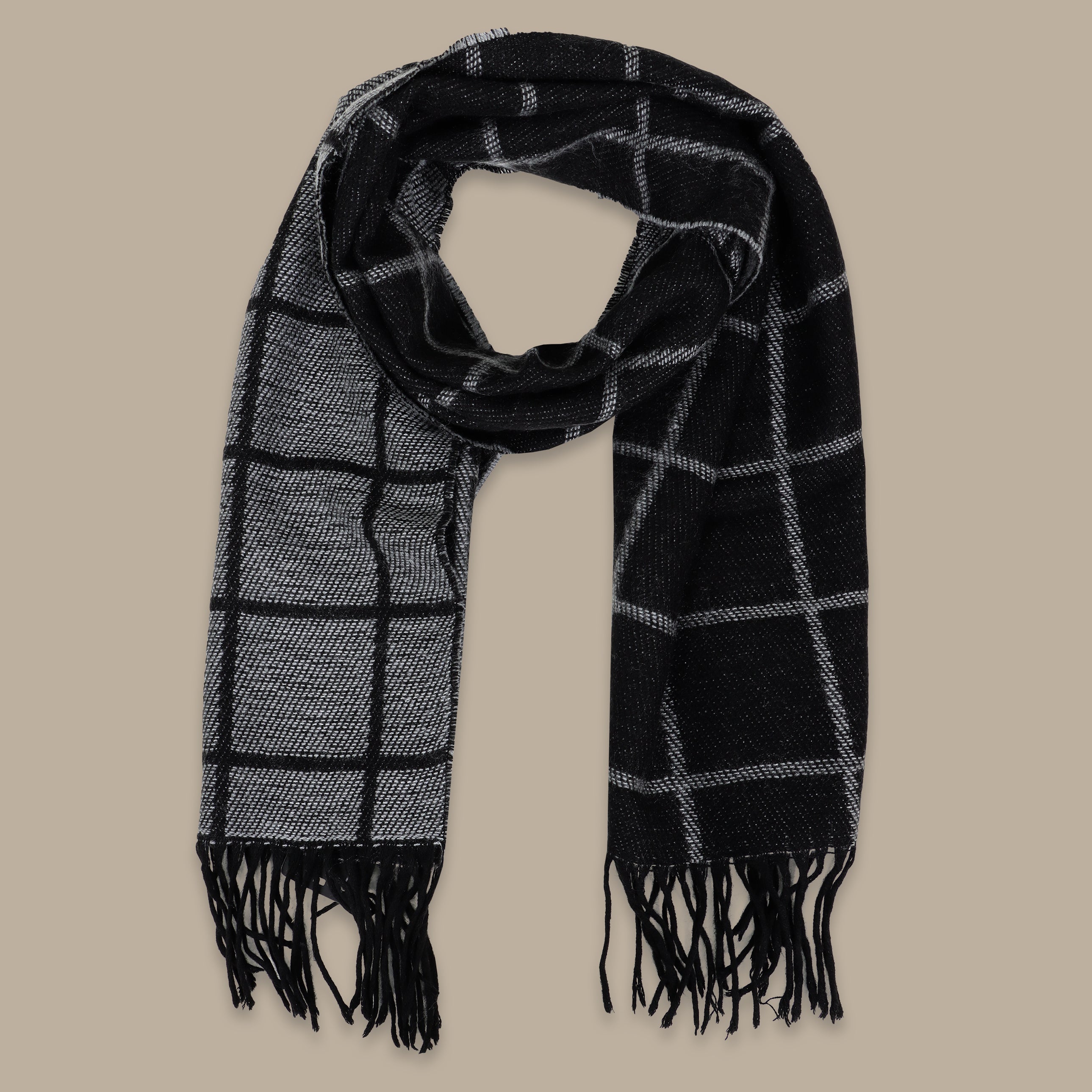 Black Big Checks Scarf