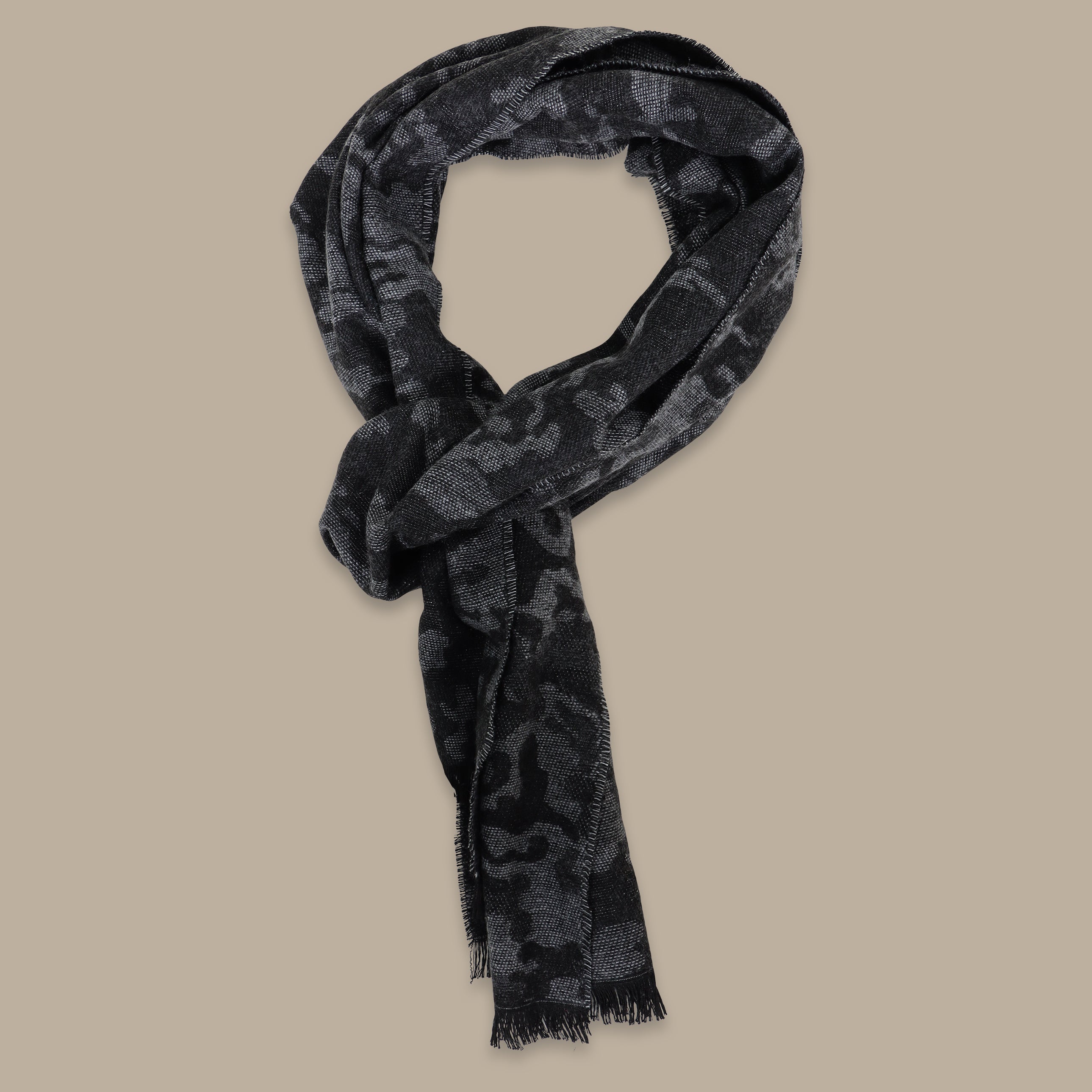 Camouflage Print Scarf in Dark Grey