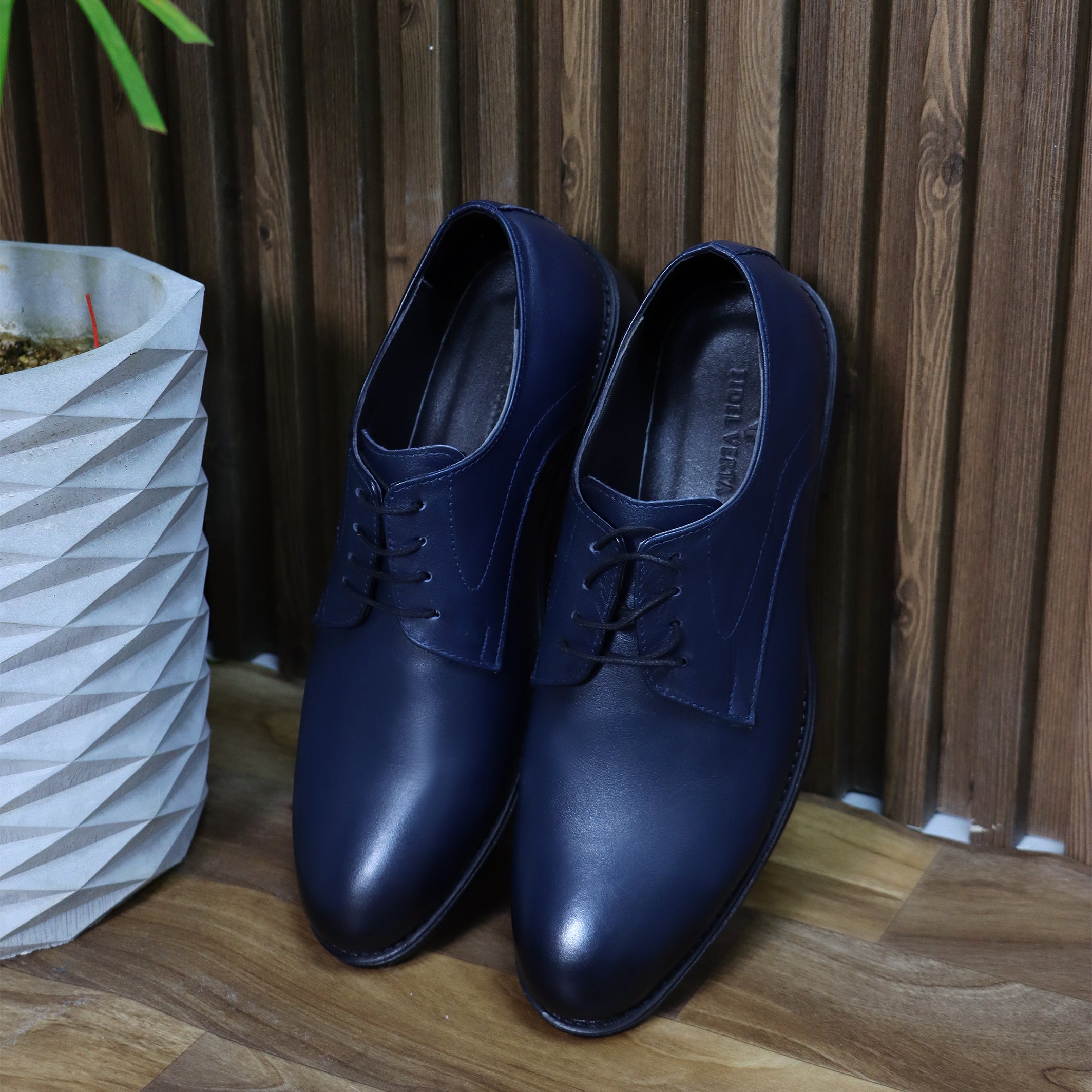 Navy Leather Blucher Shoes
