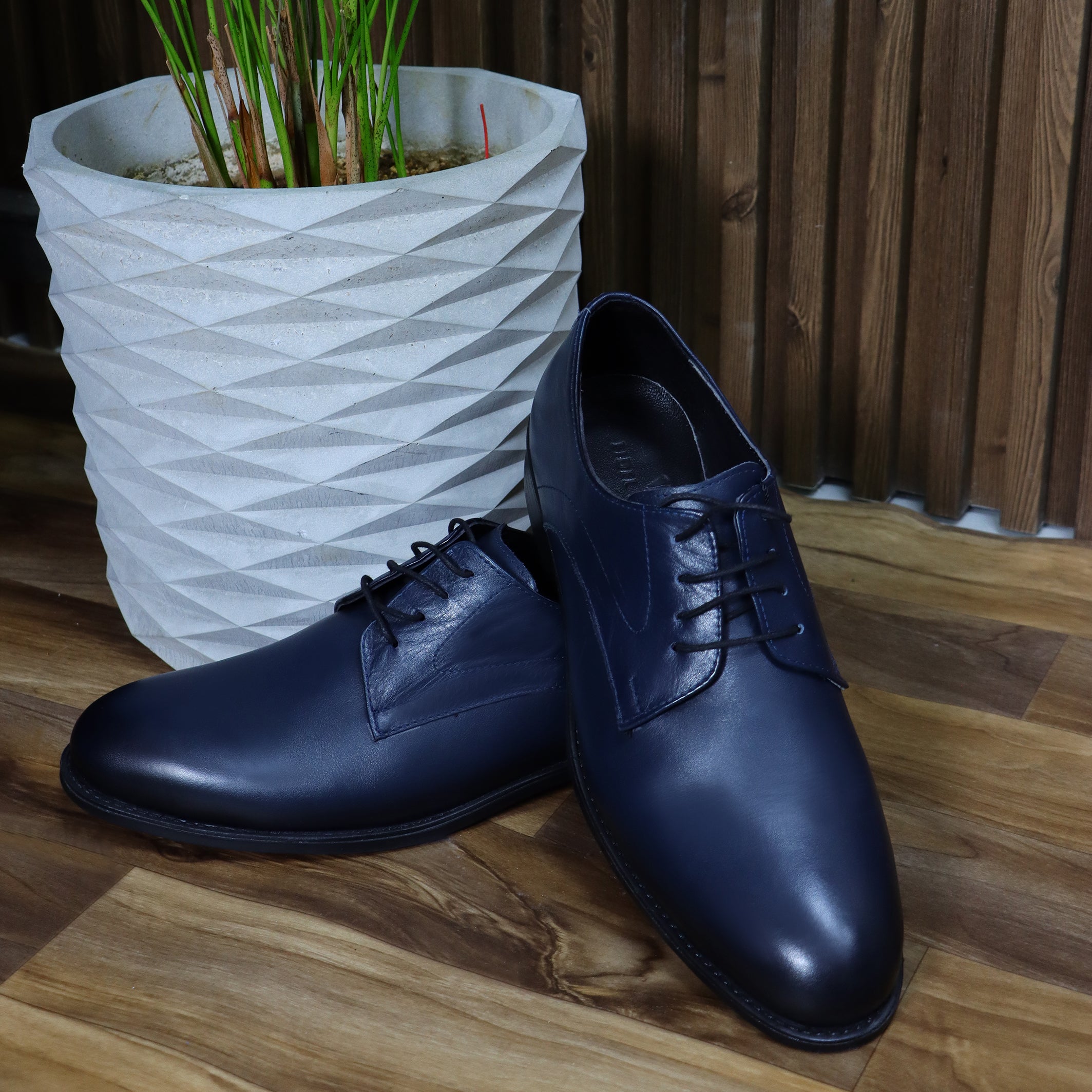 Navy Leather Blucher Shoes