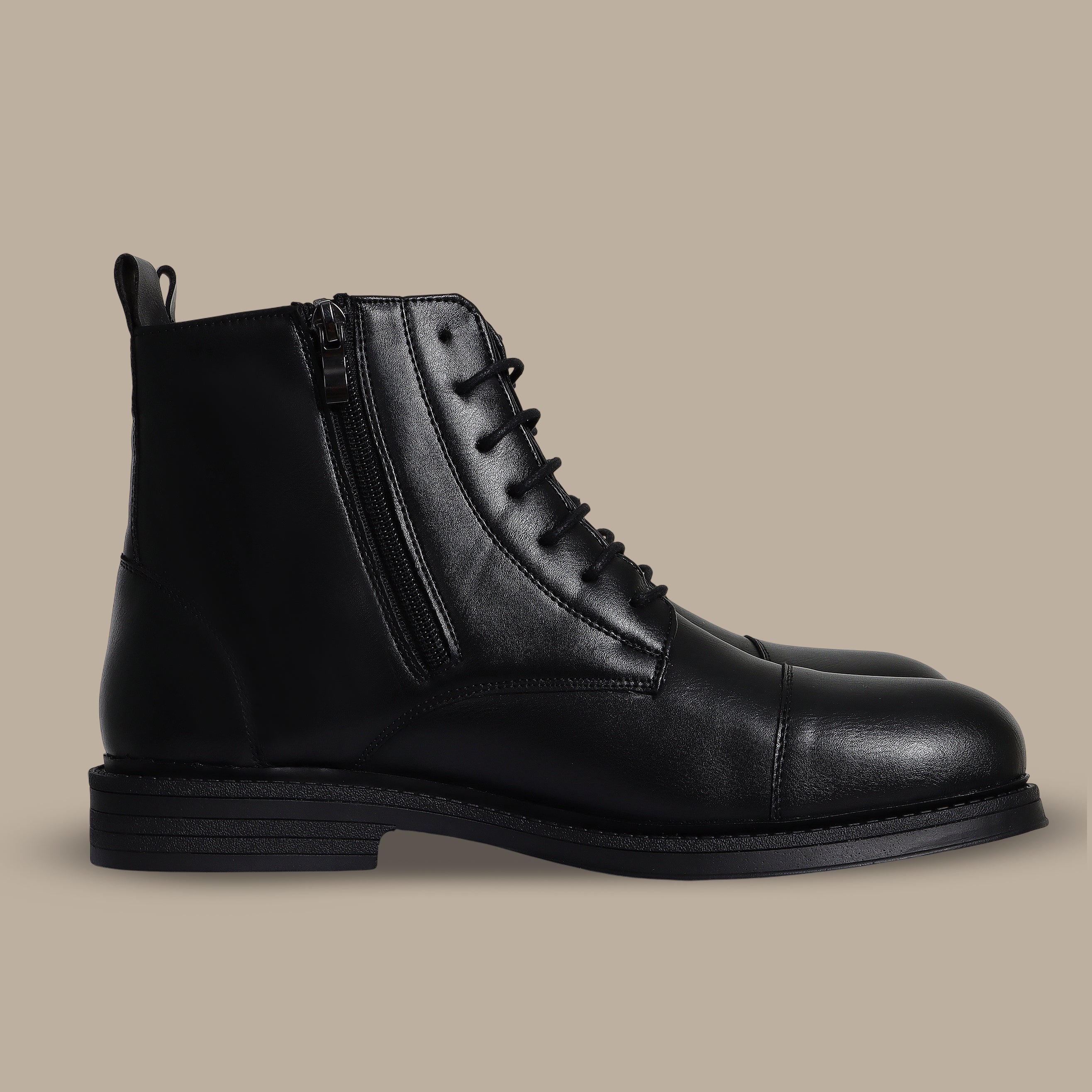 Black Oxford Lace-Up Ankle Boots