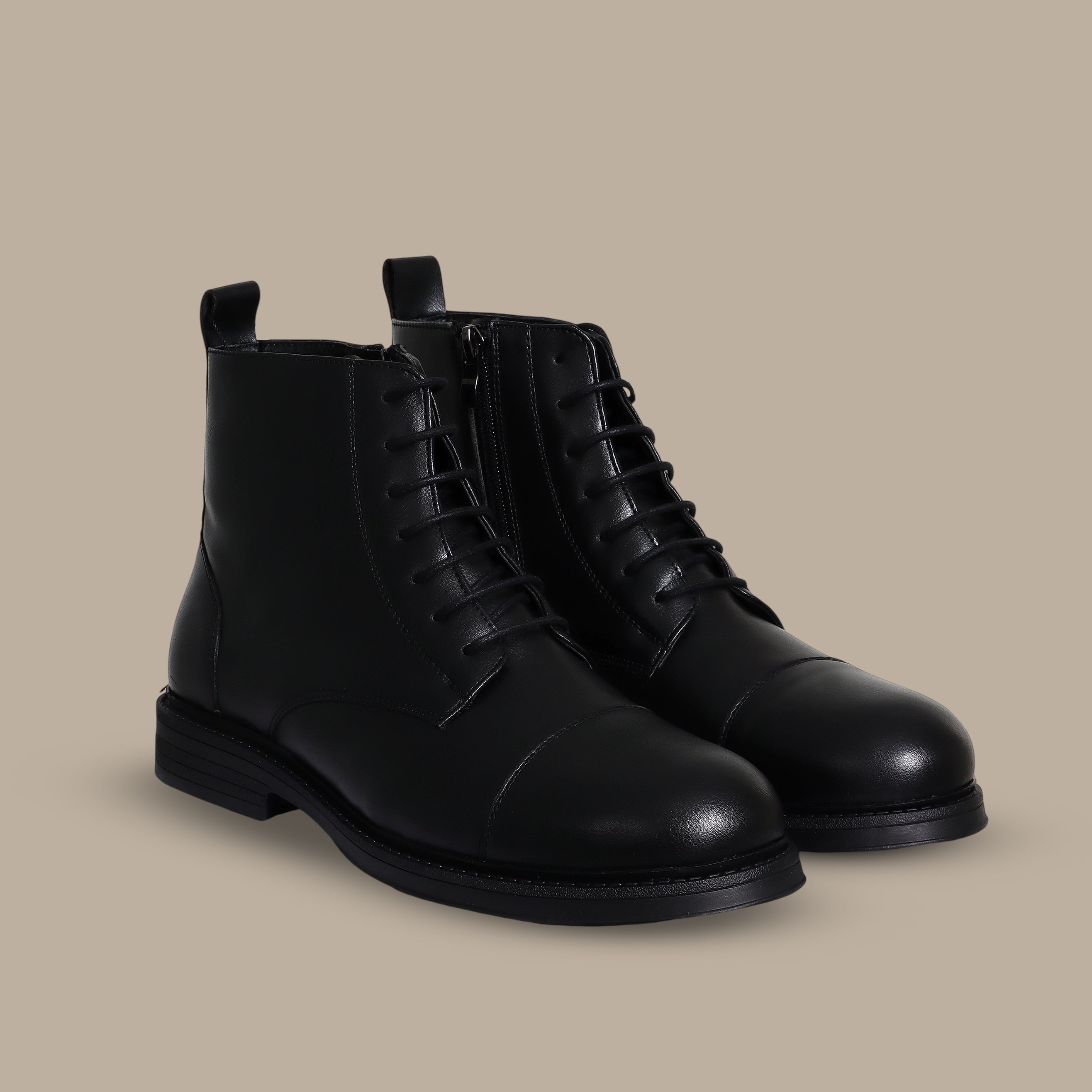 Black Oxford Lace-Up Ankle Boots