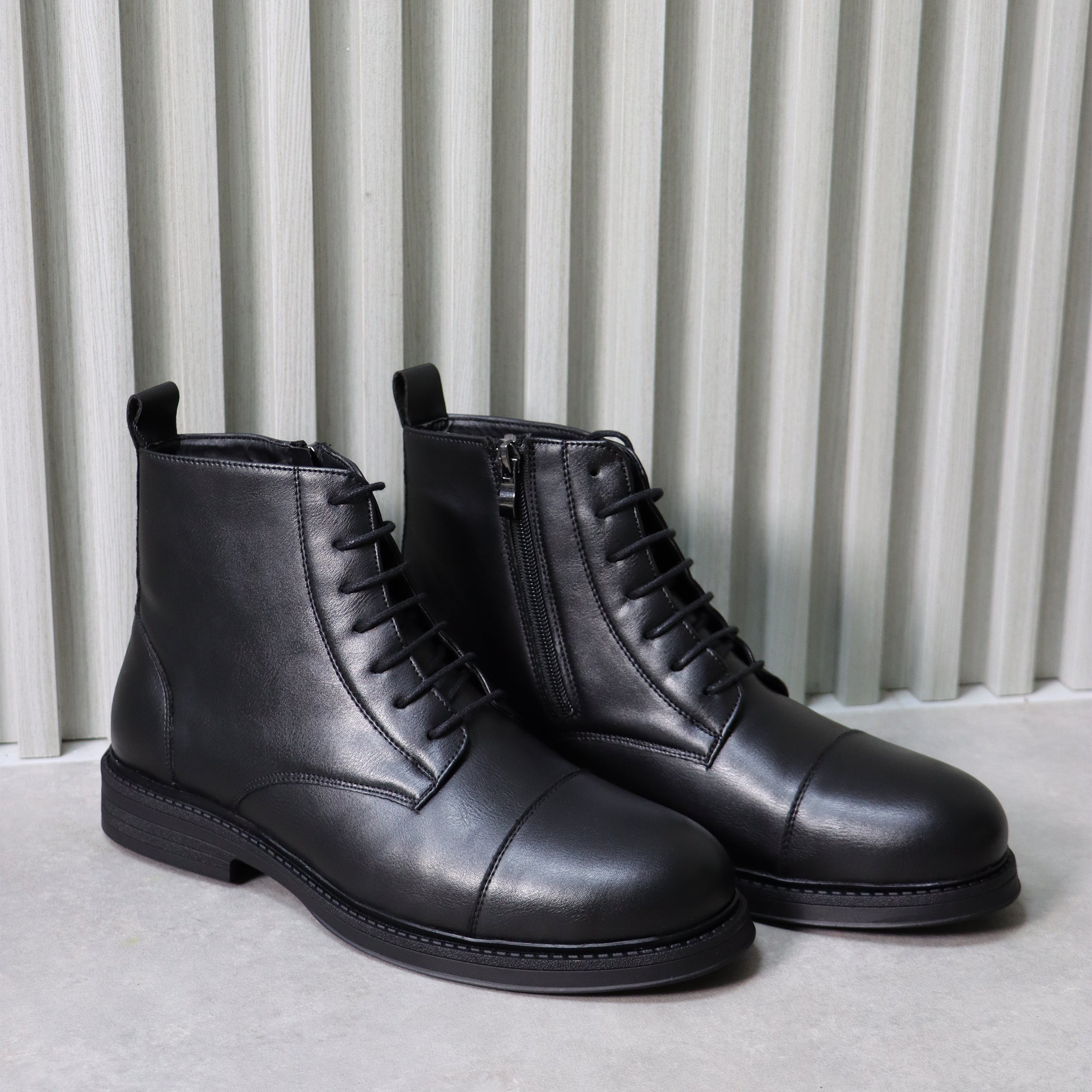 Black Oxford Lace-Up Ankle Boots