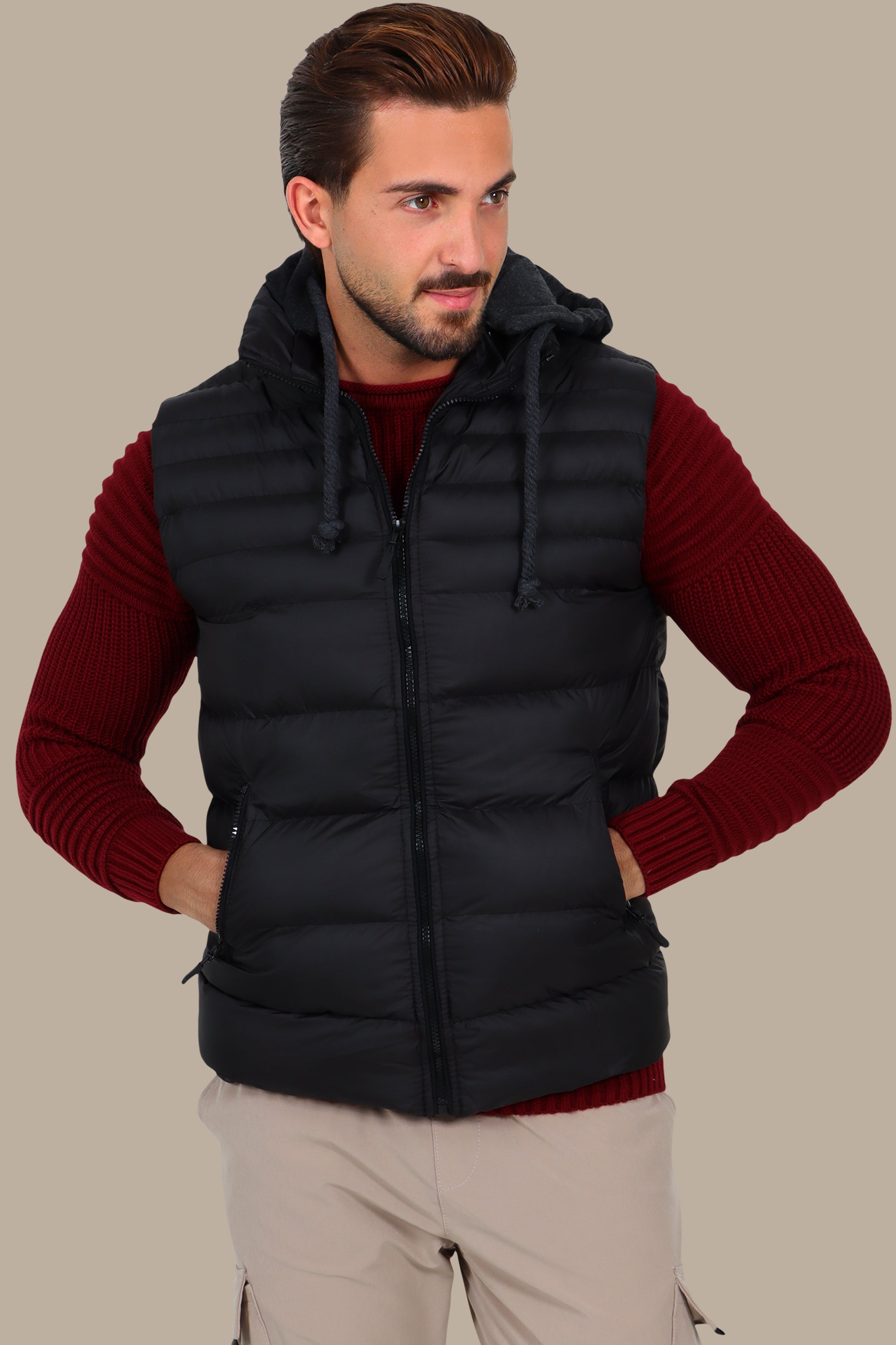 Black Basic Puffer Vest
