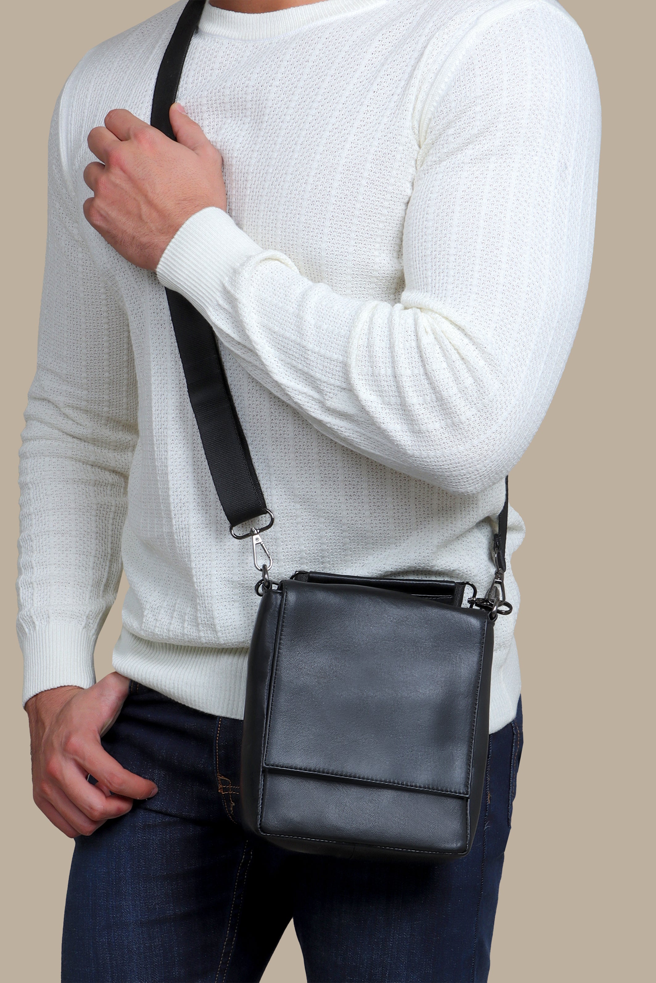 Urban Minimalism: Petite Black Leather Crossbody