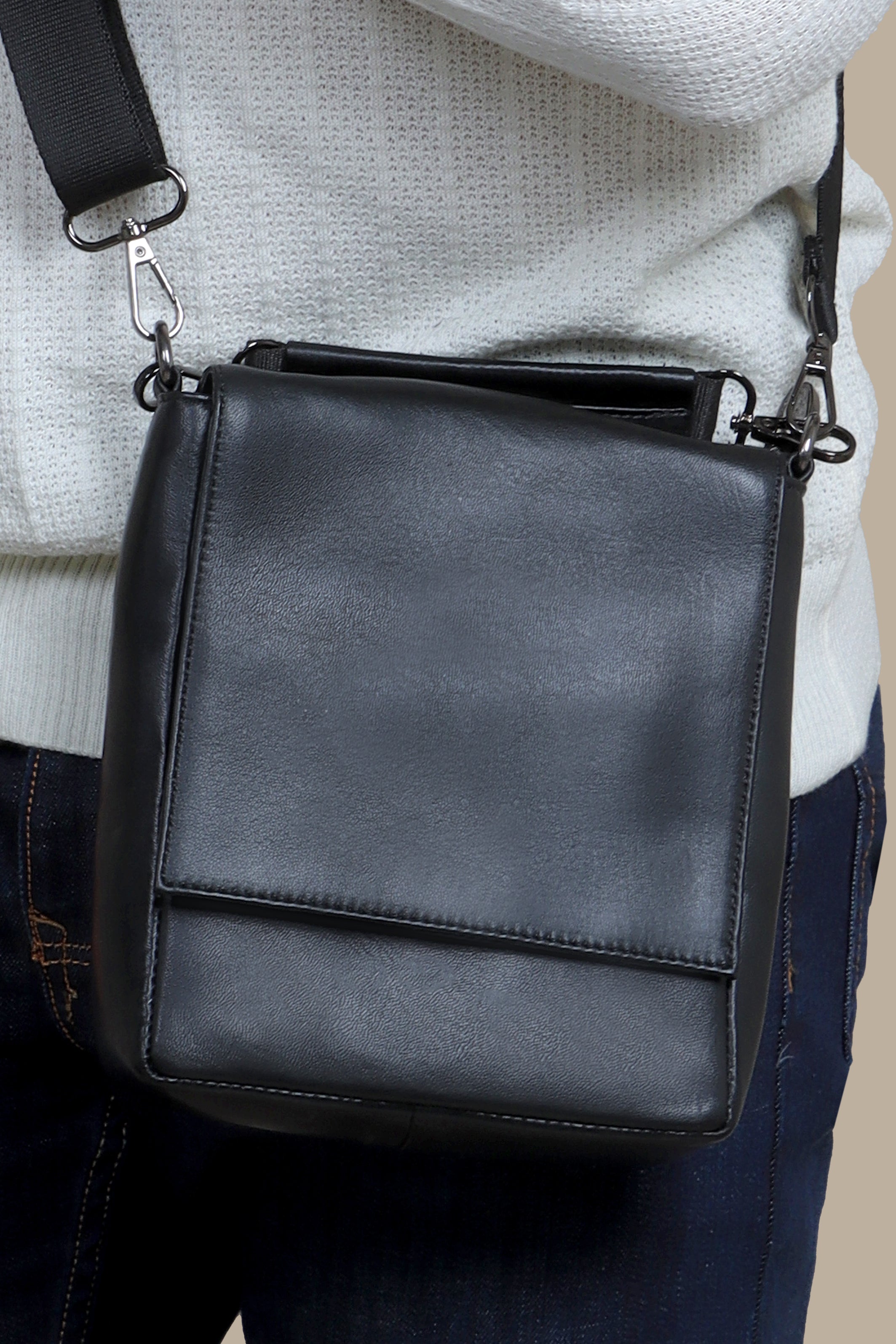 Urban Minimalism: Petite Black Leather Crossbody