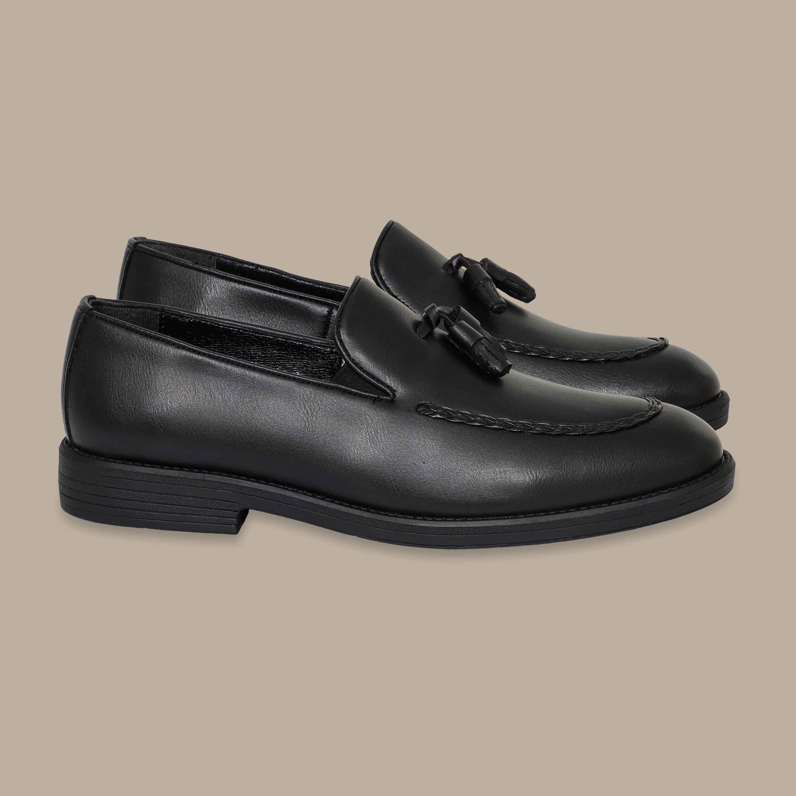 Black Leather Tassel Loafers
