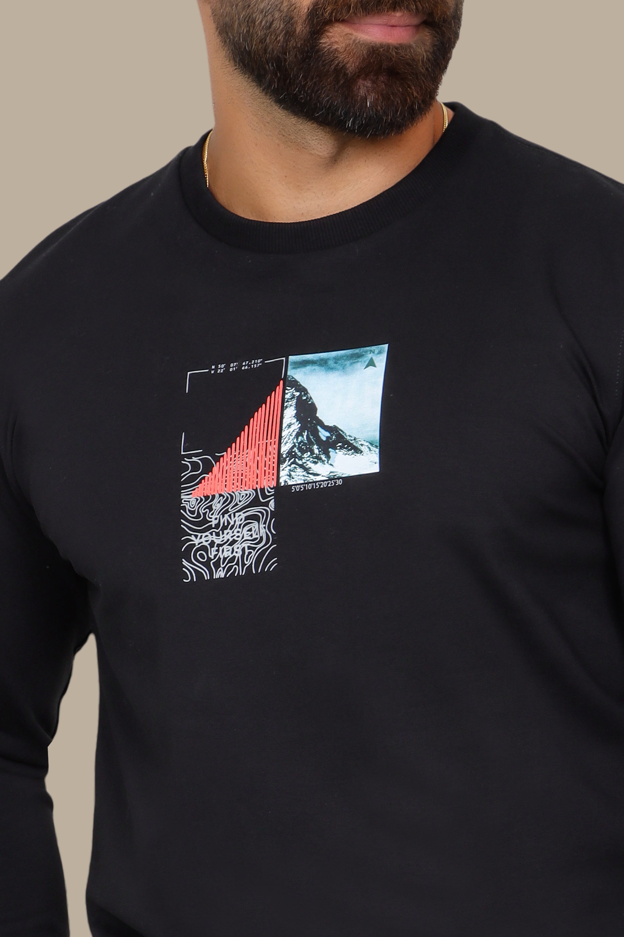 Discover Your Essence: Black Find Yourself Printed Sweatshirt