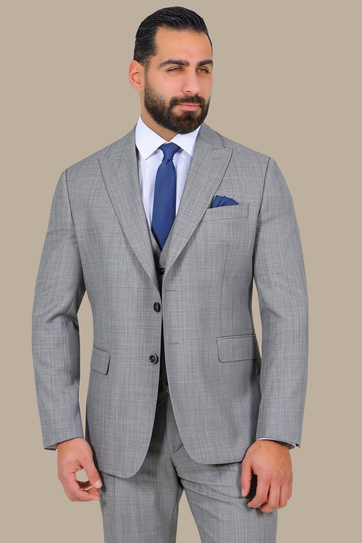Light Grey Wool 3-Piece Suit